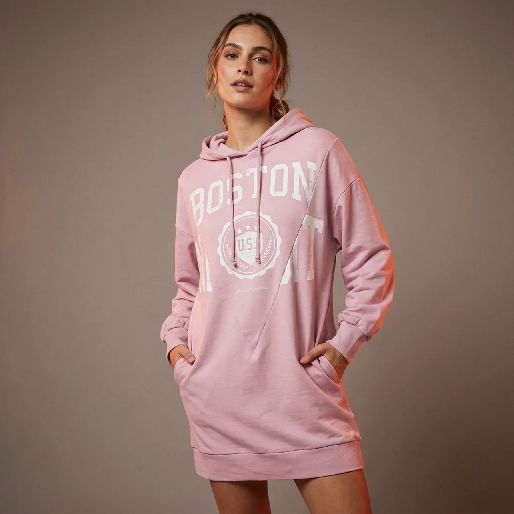 Туніка ONLZOEY LS DREAMER OVERSIZED TUNIC NN 15258223-Dawn Pink-Print:BOSTON ONLY L Розовий