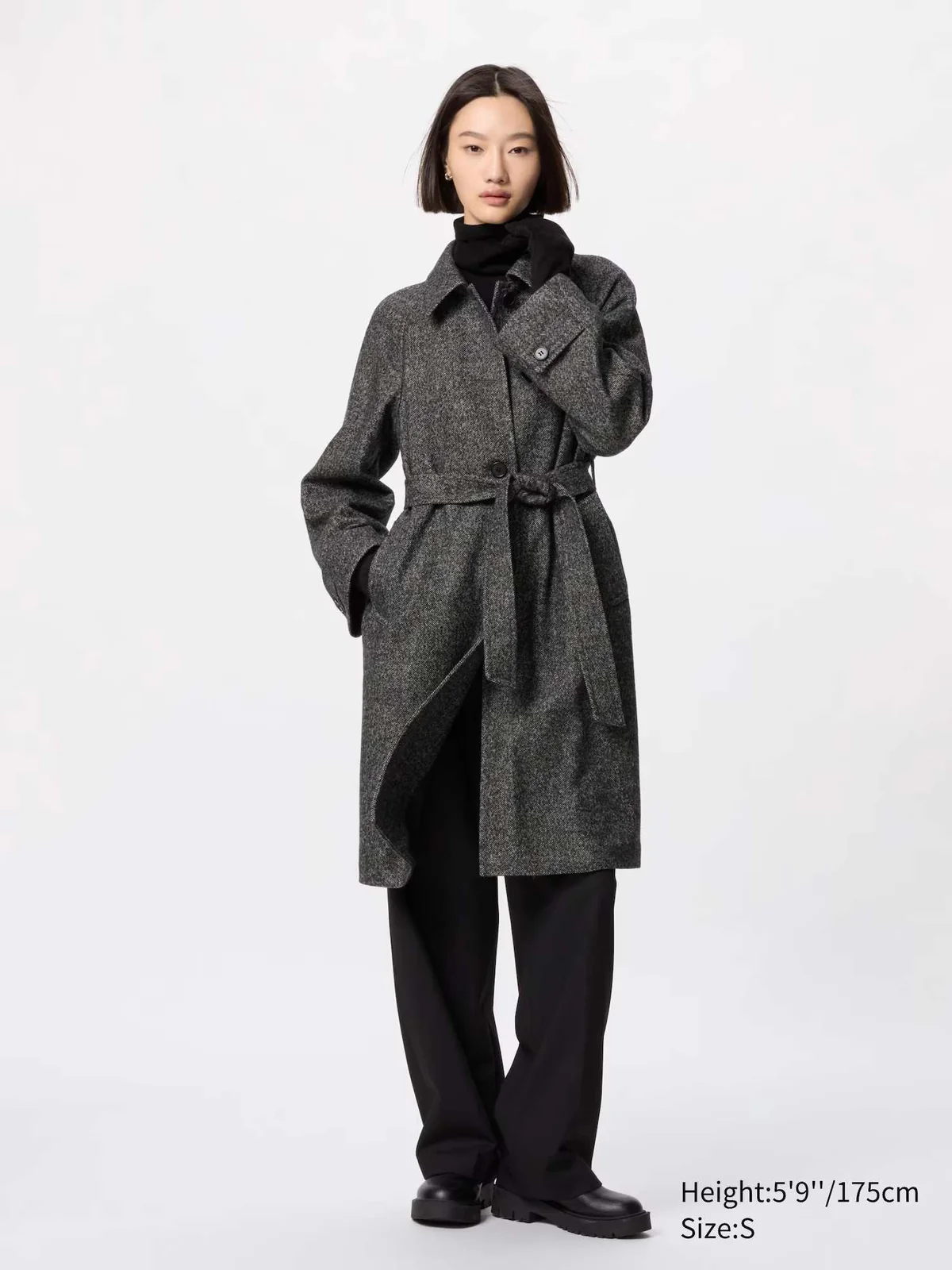 Твидове пальто UNIQLO з напіввовни 1159826857