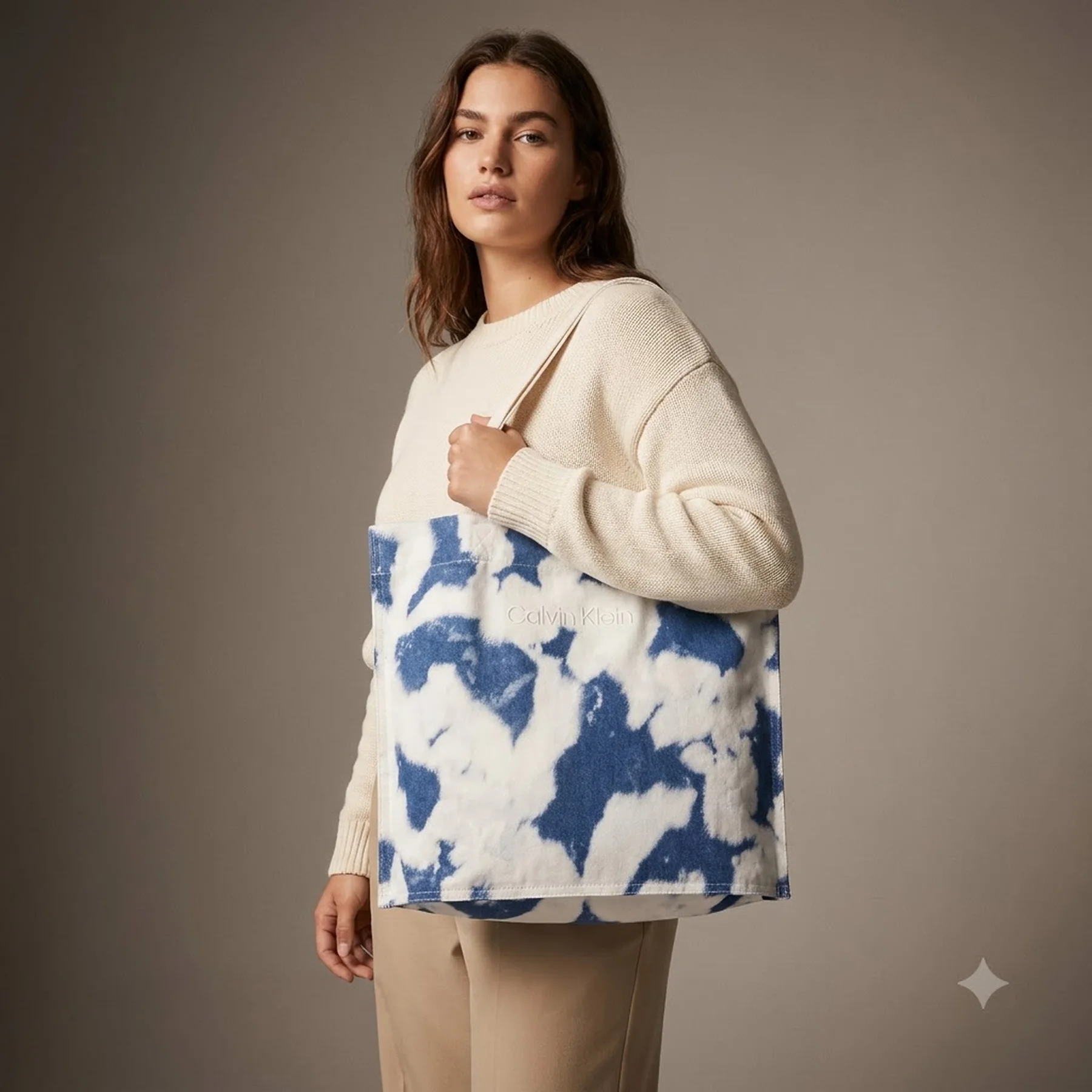 Велика сумка Calvin Klein шоппер із принтом 1159789112 (Білий, One Size)