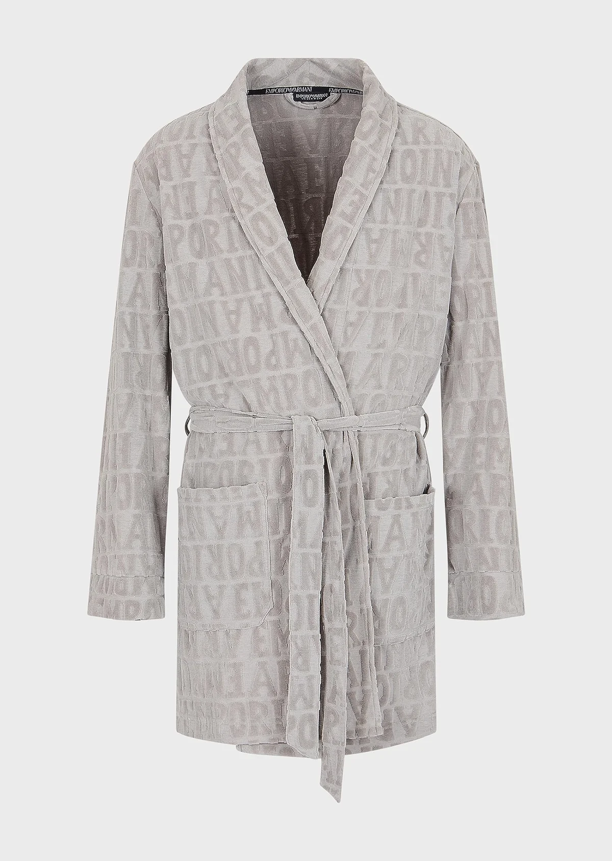 Велюровий халат Emporio Armani з поясом 1159809631 (Сірий, One size)