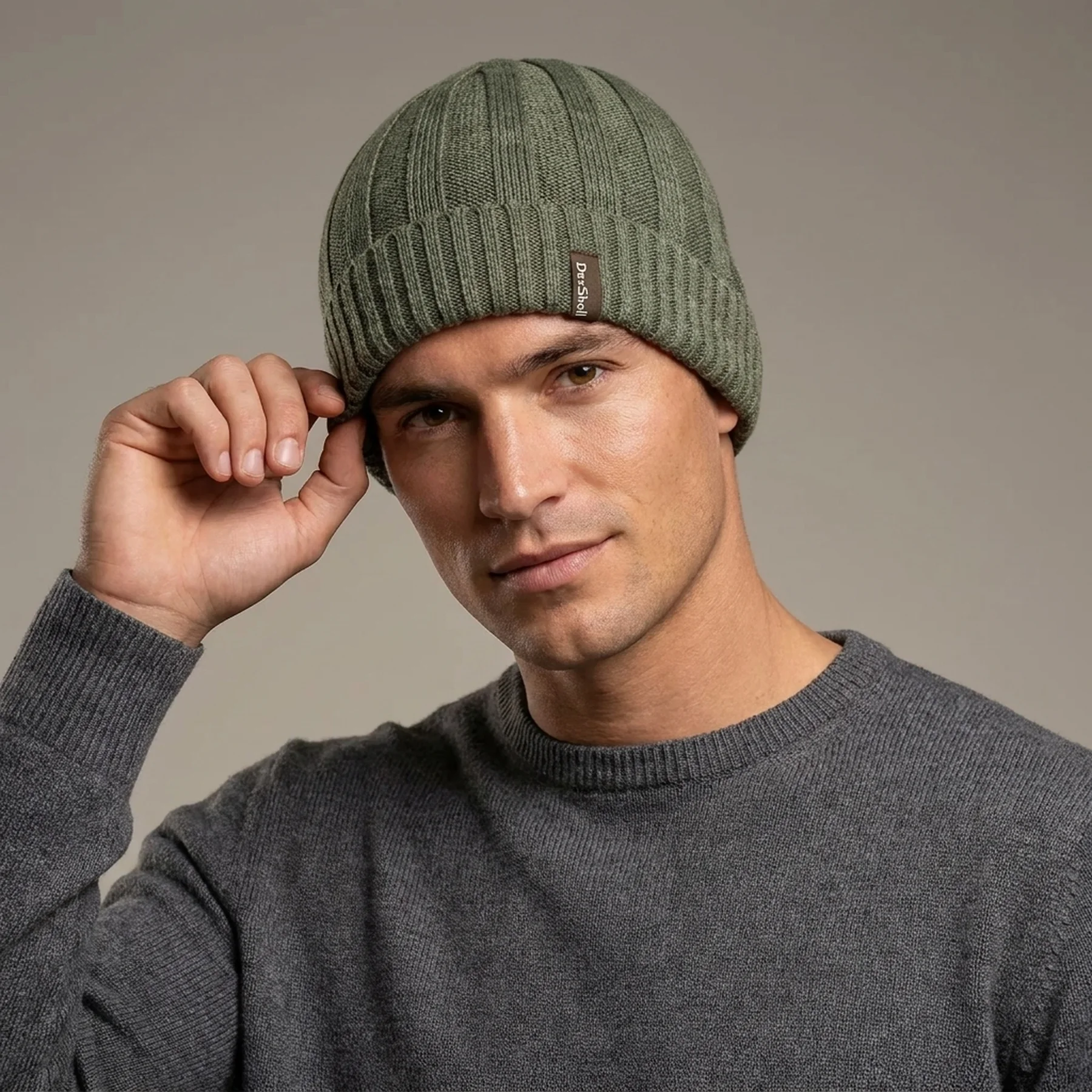 Водонепроникна шапка Dexshell Heathered Rib Knit Beanie, onesize (56-58 см), хакі