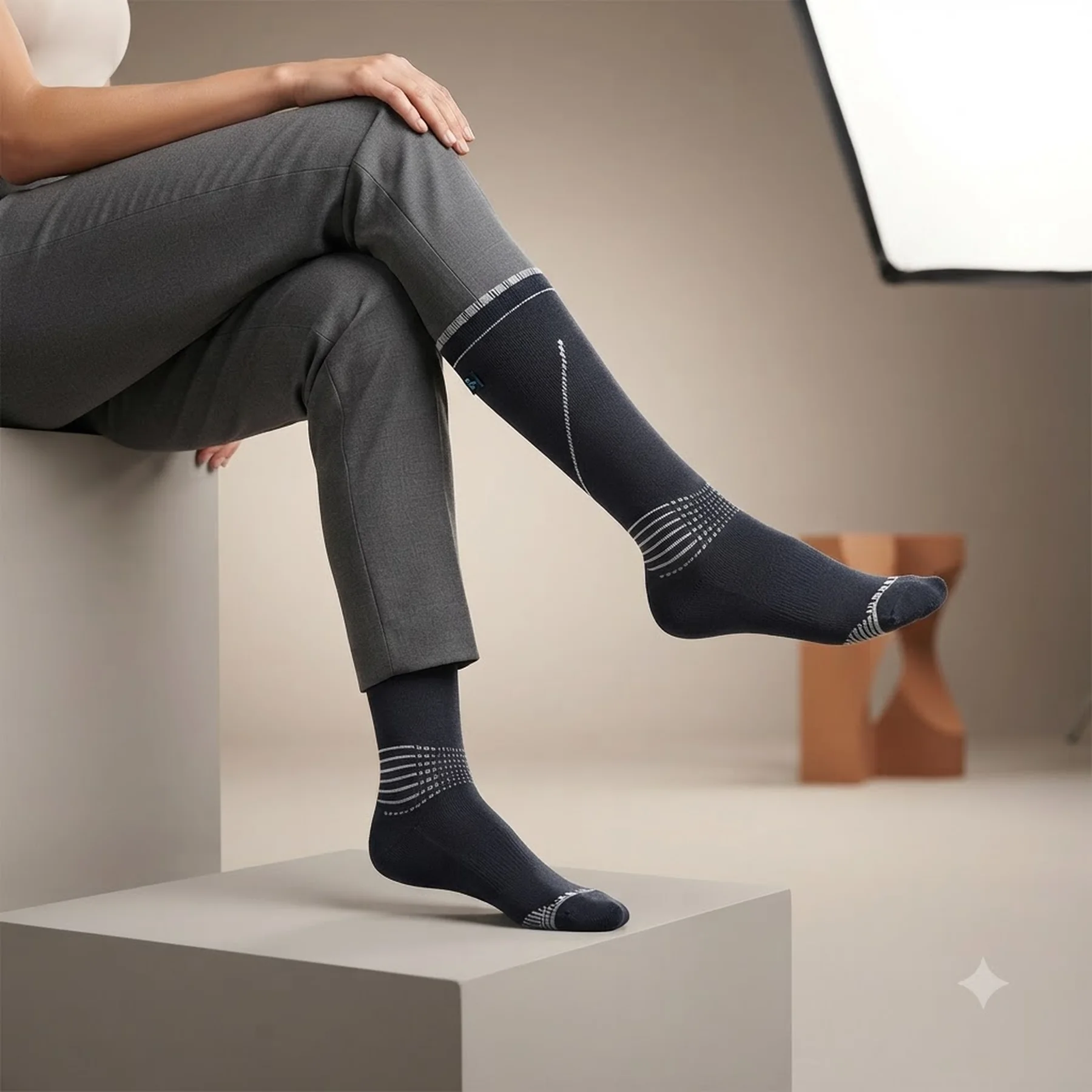 Водонепроникні шкарпетки Dexshell Longlite Socks 2.0, сірі полоски, розмір M (39-42)