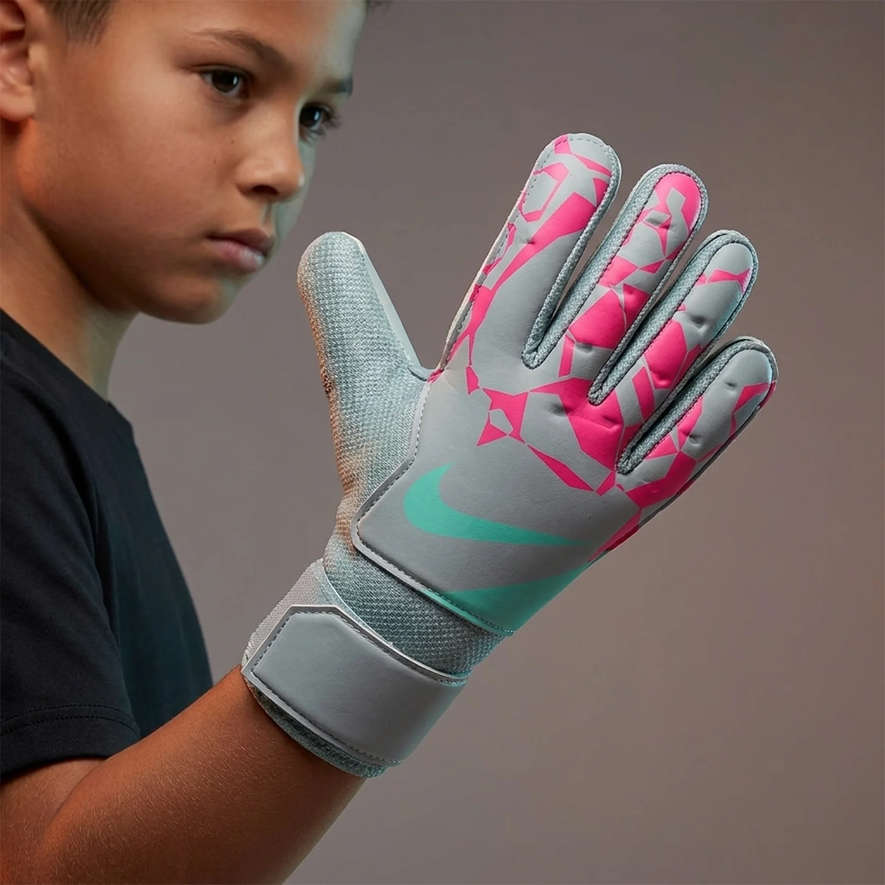 Воротарські рукавиці Nike NK GK MATCH JR - HO24 блакитний, рожевий Діт 6 (17,6 см)