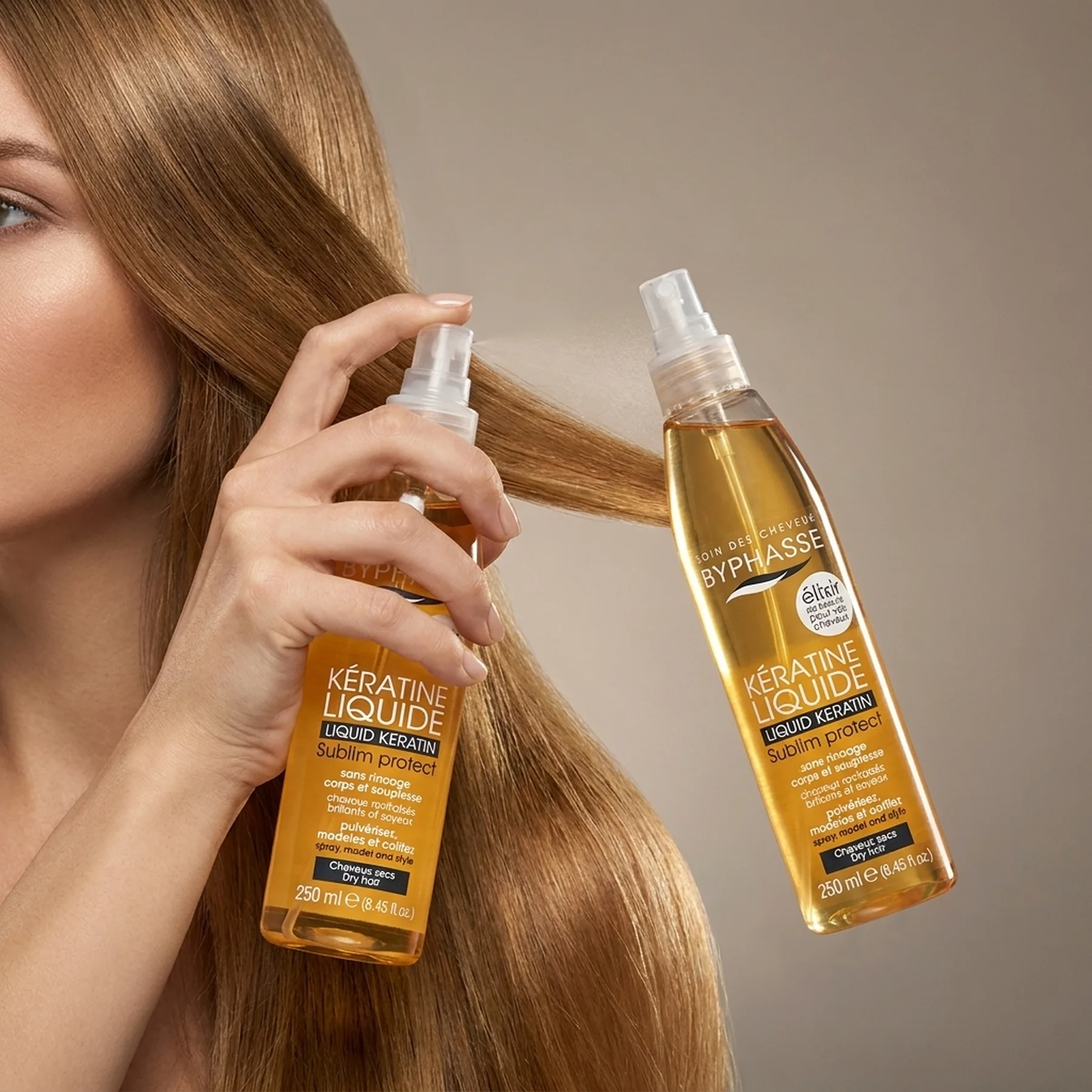 Защитная сыворотка-эликсир для сухих и поврежденных волос Byphasse Liquid Keratine Activ Protect Dry Hair 250 мл