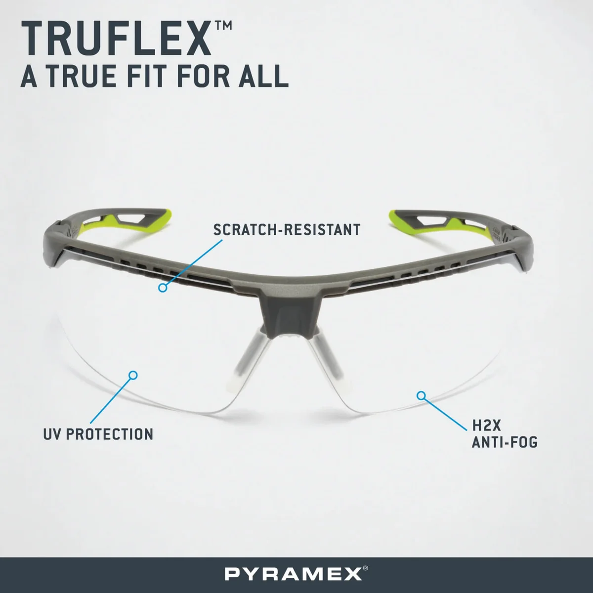 Защитные очки Pyramex Truflex (gray) Anti-Fog, серые в чёрно-серой оправе