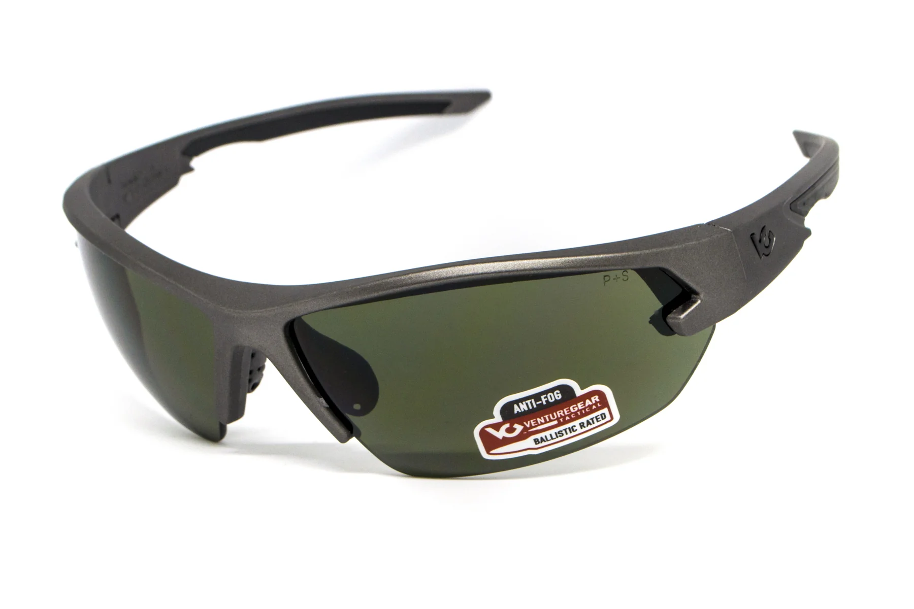 Защитные очки Venture Gear Tactical Semtex 2.0 Gun Metal (forest gray) Anti-Fog, чёрно-зелёные в оправе цвета "тёмный металлик"