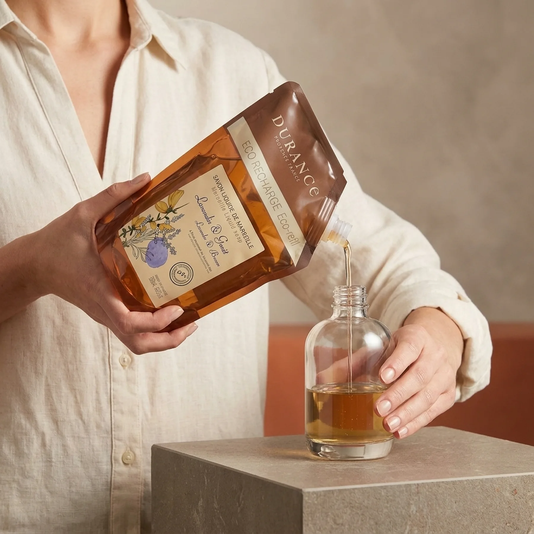 Запасная эко упаковка натурального жидкого мыла Durance Eco-Refill Liquid Marseille Soap 500 мл Лаванда
