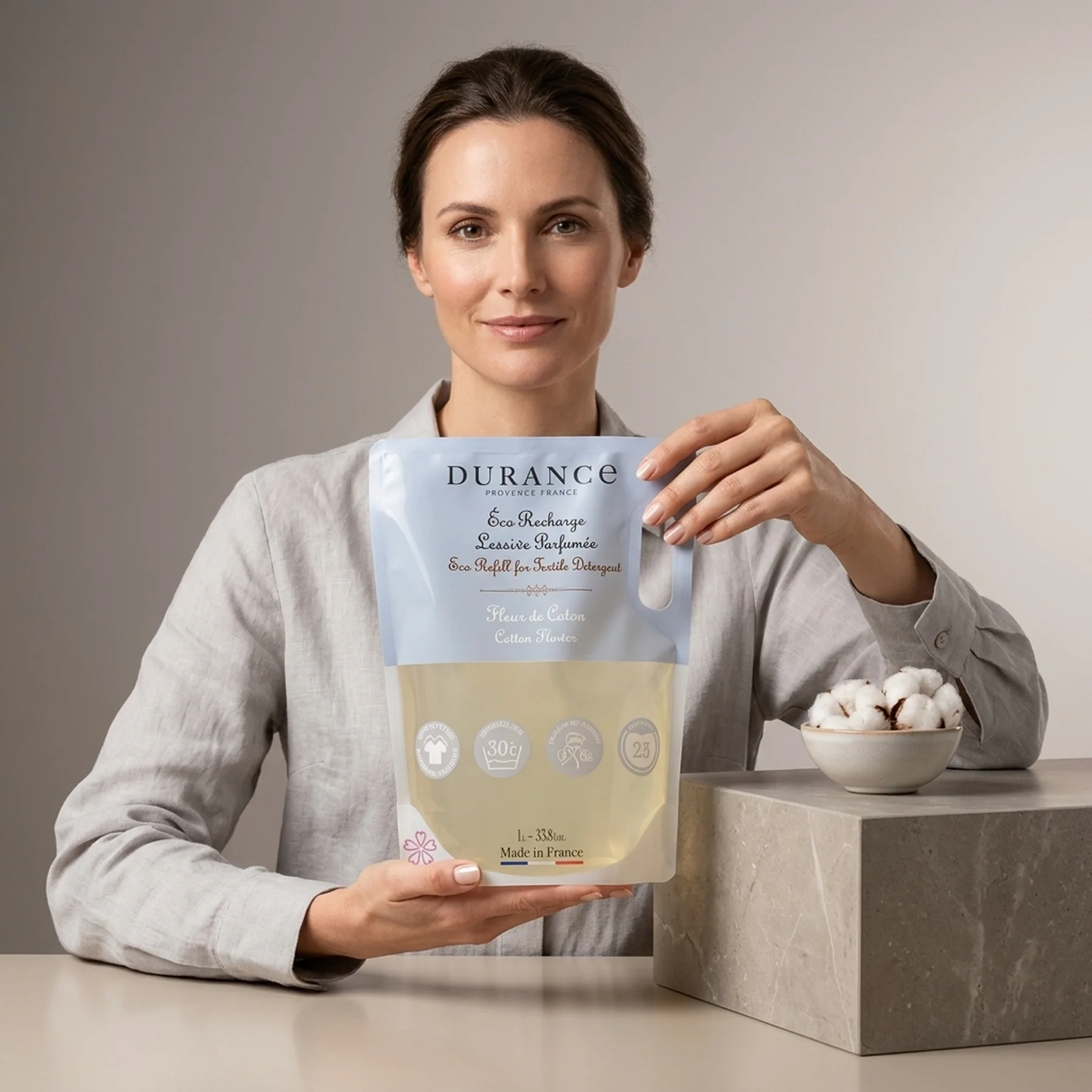 Средство для стирки Durance Lessive Liquide Textile Detergent 1000 мл Квіти бавовни Запасний блок