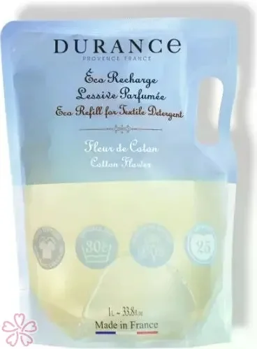 Средство для стирки Durance Lessive Liquide Textile Detergent 1000 мл Квіти бавовни Запасний блок