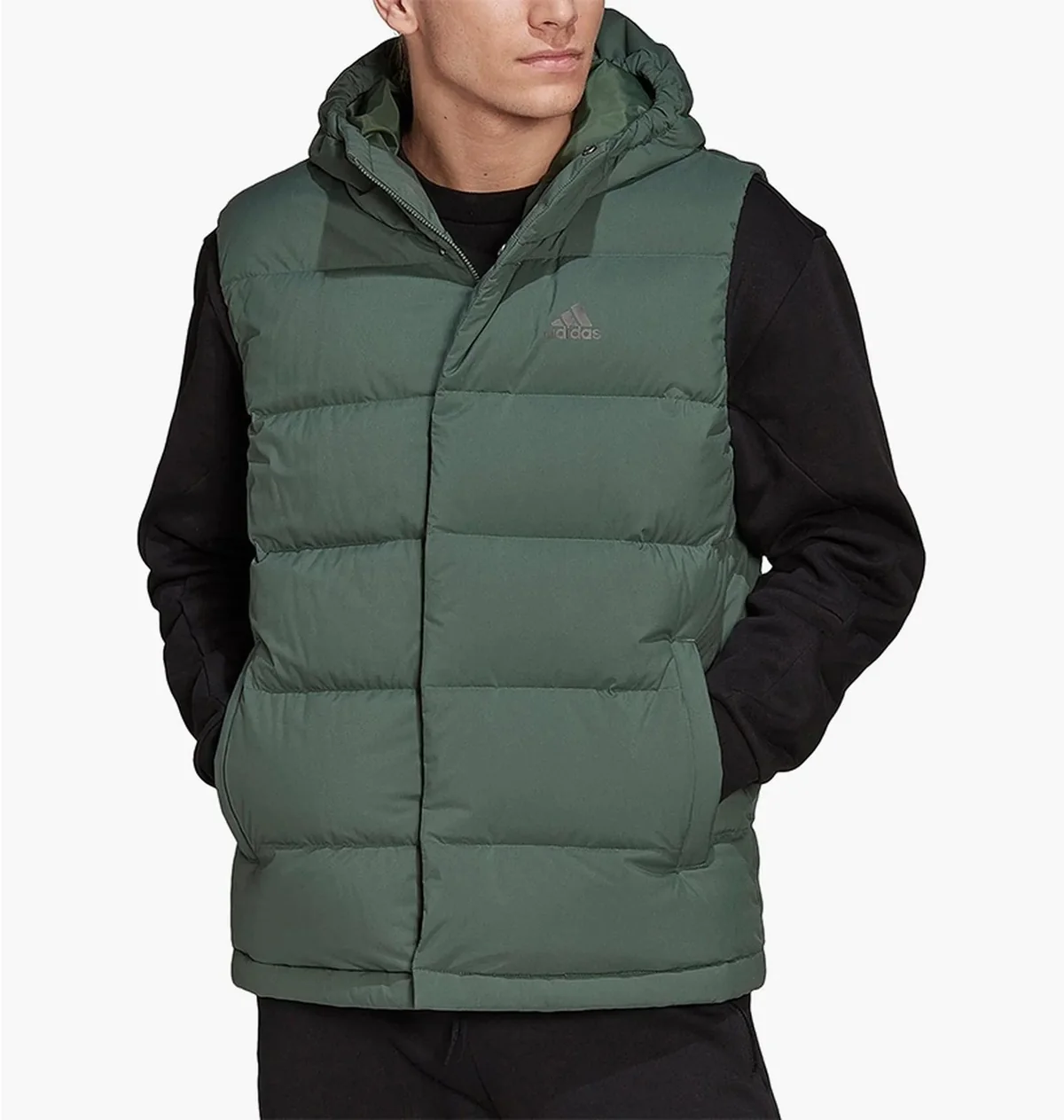 Жилетка чоловіча Adidas Helionic Hooded Down Gilet Green (HG6274)