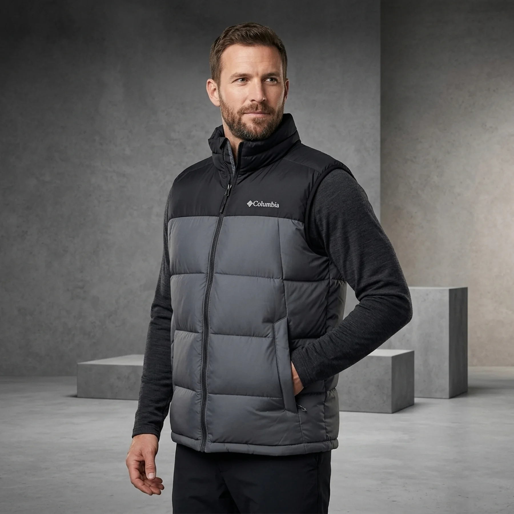 Жилетка чоловіча Columbia Pike Lake Vest Grey/Black (WO0018-010)