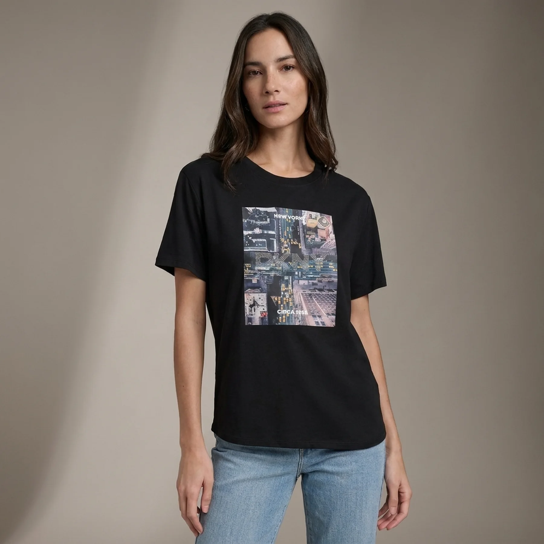 Жіноча футболка DKNY з принтом 1159837188 (Чорний XL)