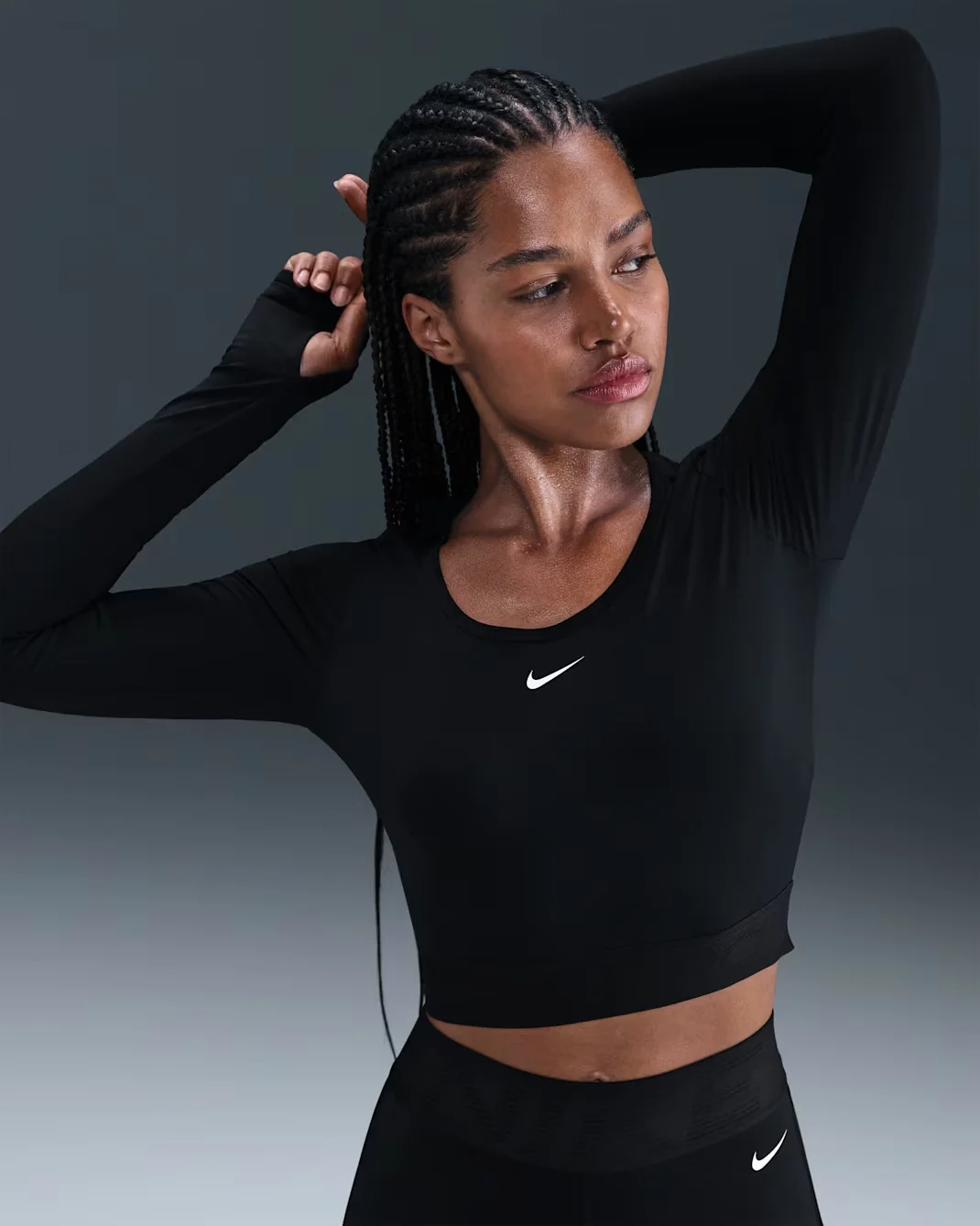 Жіноча футболка з довгим рукавом NIKE W NP DF LS TOP GG SHINE HV9992-010