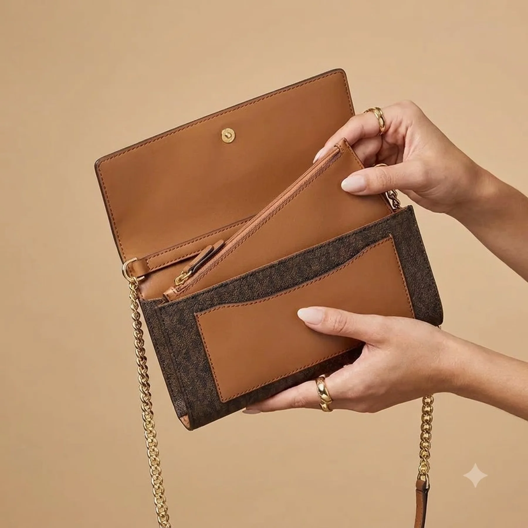 Жіноча сумка Michael Kors кроссбоді з гаманцем 1159783554 (Коричневий, One size)