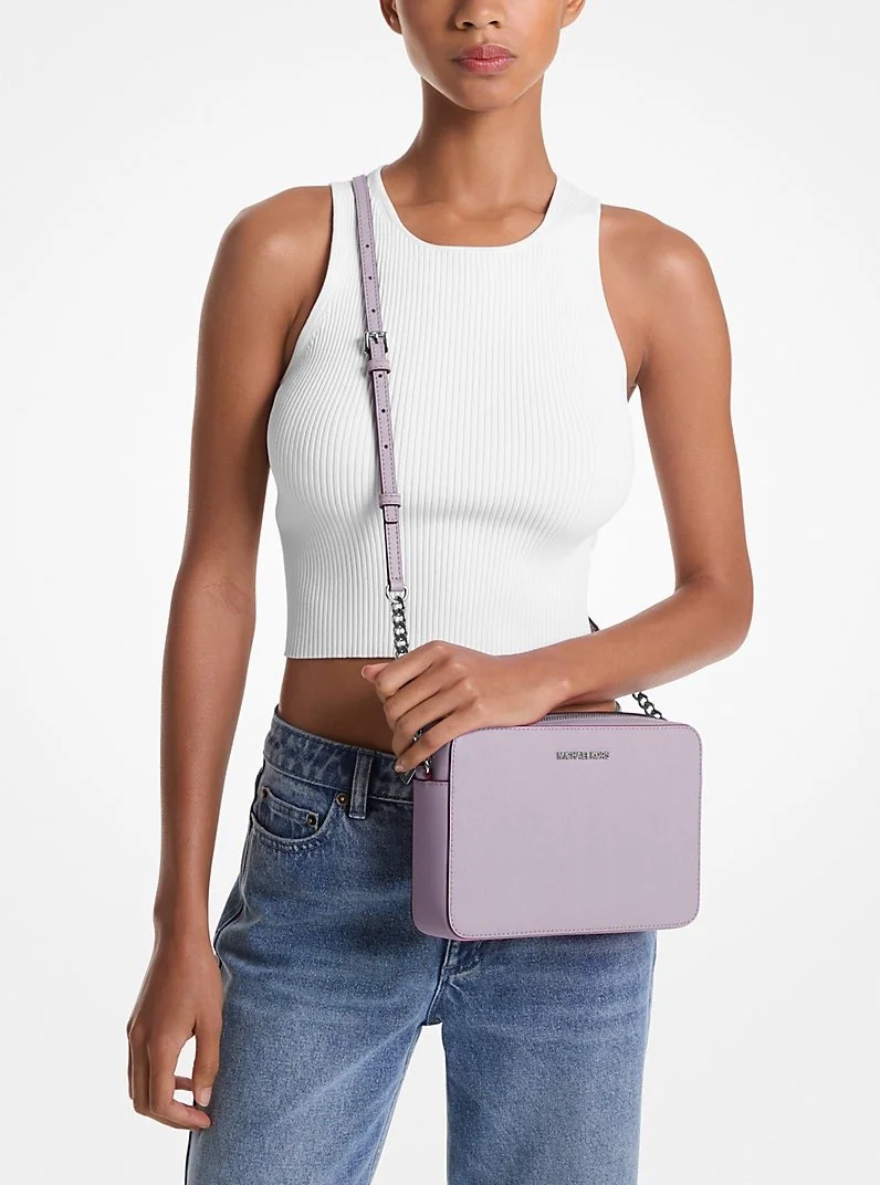 Жіноча шкіряна сумка кросбоді Jet Set Item Michael Kors на блискавці 1159857921 Бузковий