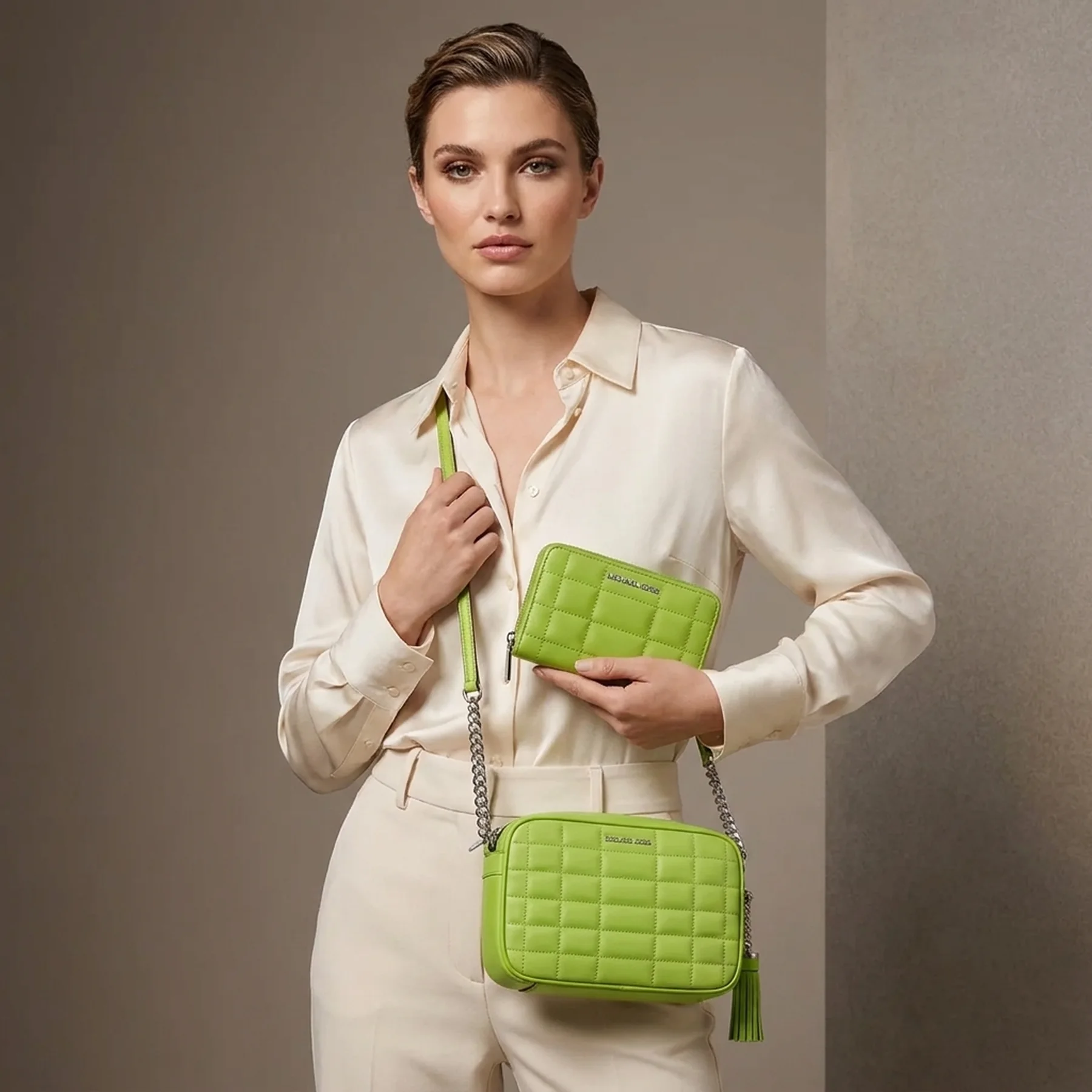 Жіноча шкіряна сумка Michael Kors на блискавці 1159818640 (Зелений One size)