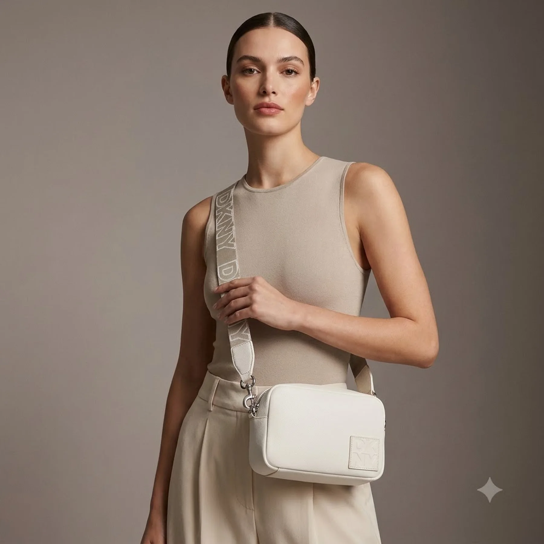 Жіноча сумка через плече DKNY з логотипом 1159846410 Молочний