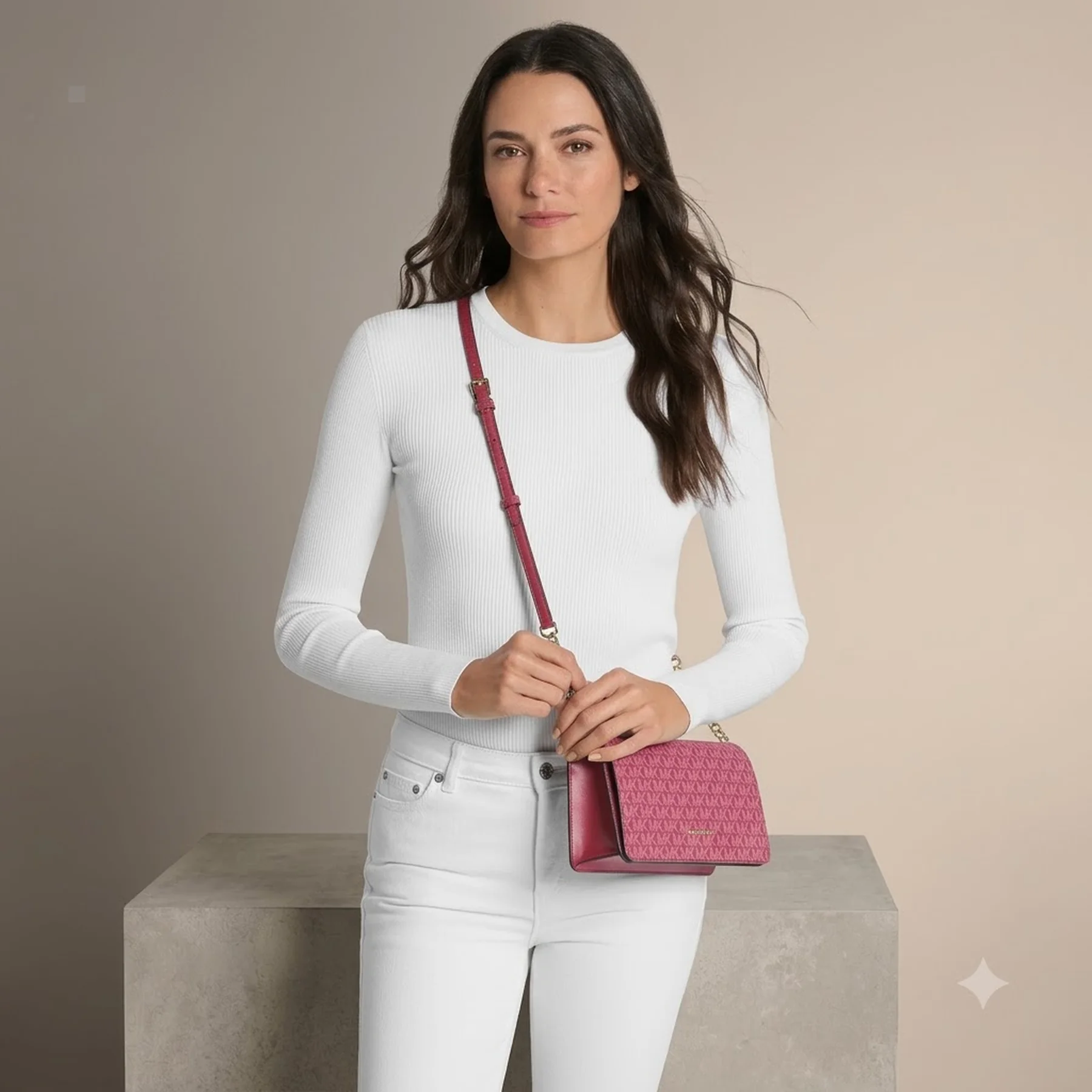 Жіноча сумка через плече Jet Set Michael Kors з принтом 1159854370 Рожевий