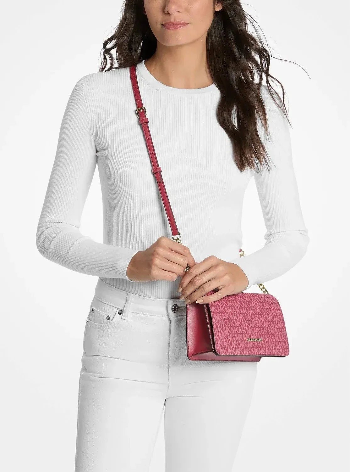 Жіноча сумка через плече Jet Set Michael Kors з принтом 1159854370 Рожевий