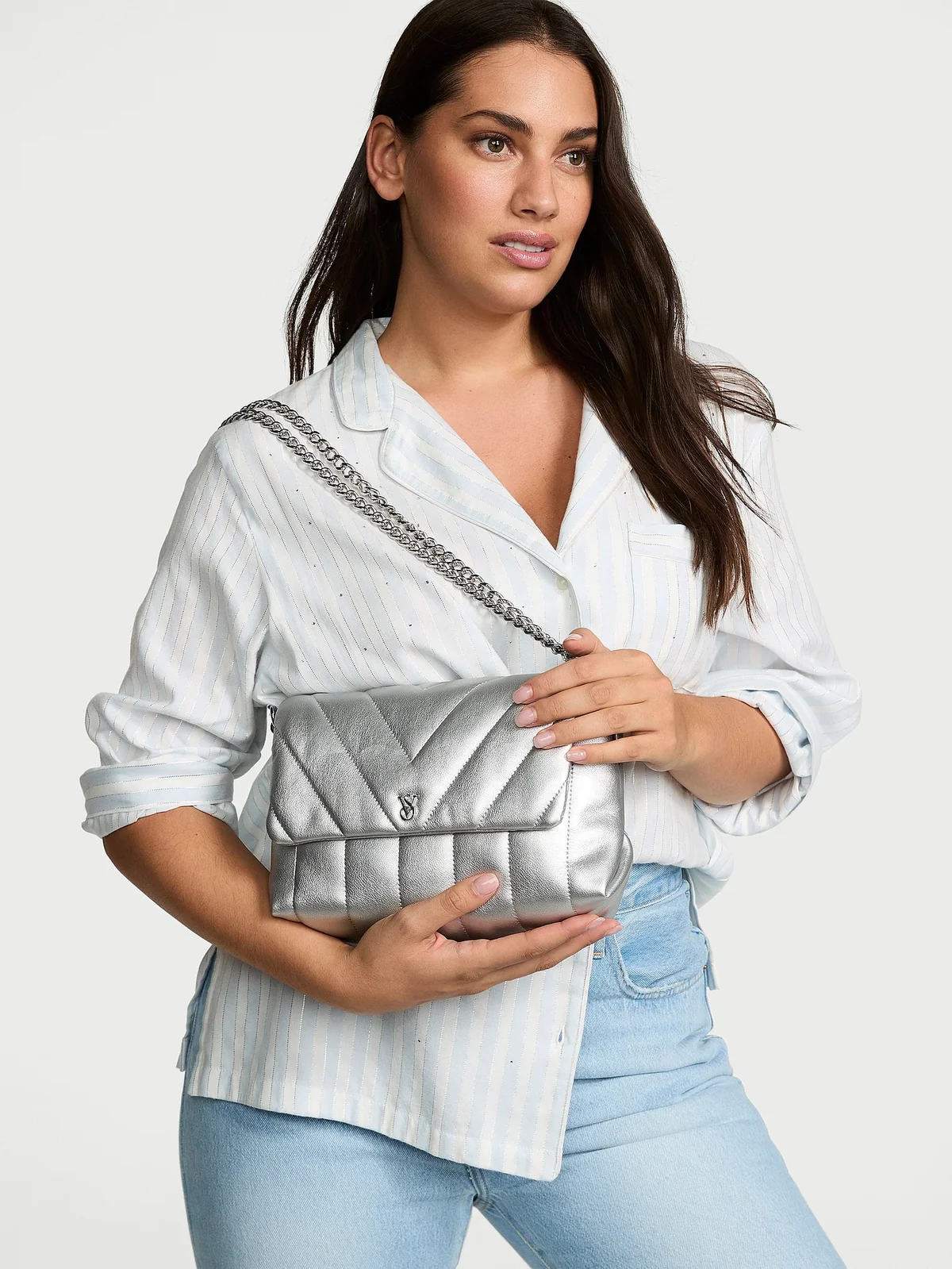 Жіноча сумка через плече Victoria's Secret кроссбоді 1159827397 (Срібний One size)