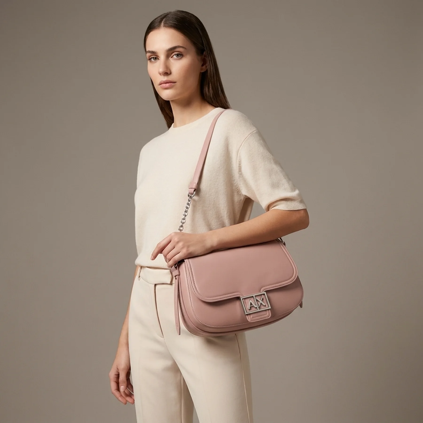 Жіноча сумка через плече з логотипом Armani Exchange 1159834181 (Рожевий One size)
