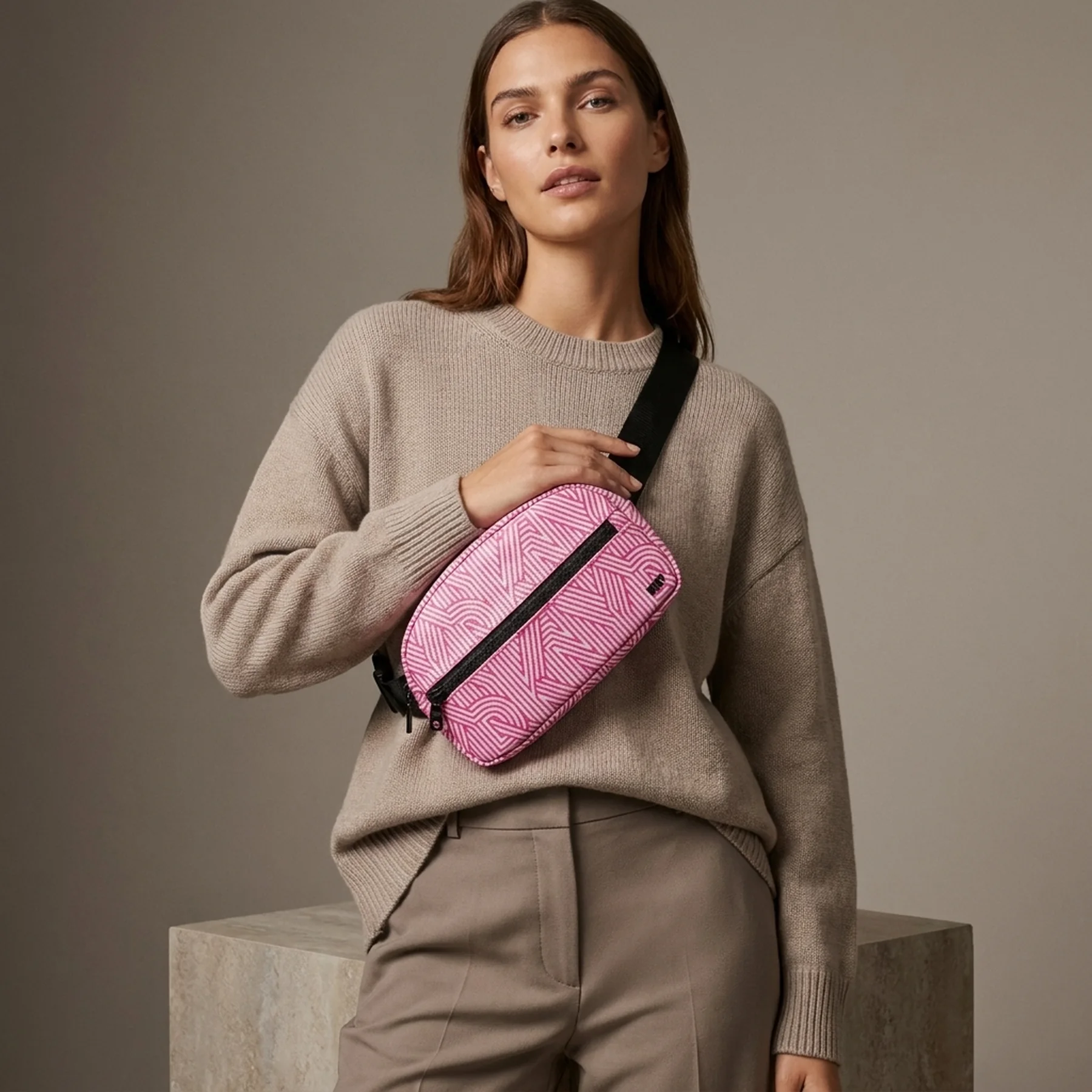 Жіноча сумка DKNY з принтом 1159817620 (Білий/Рожевий One size)