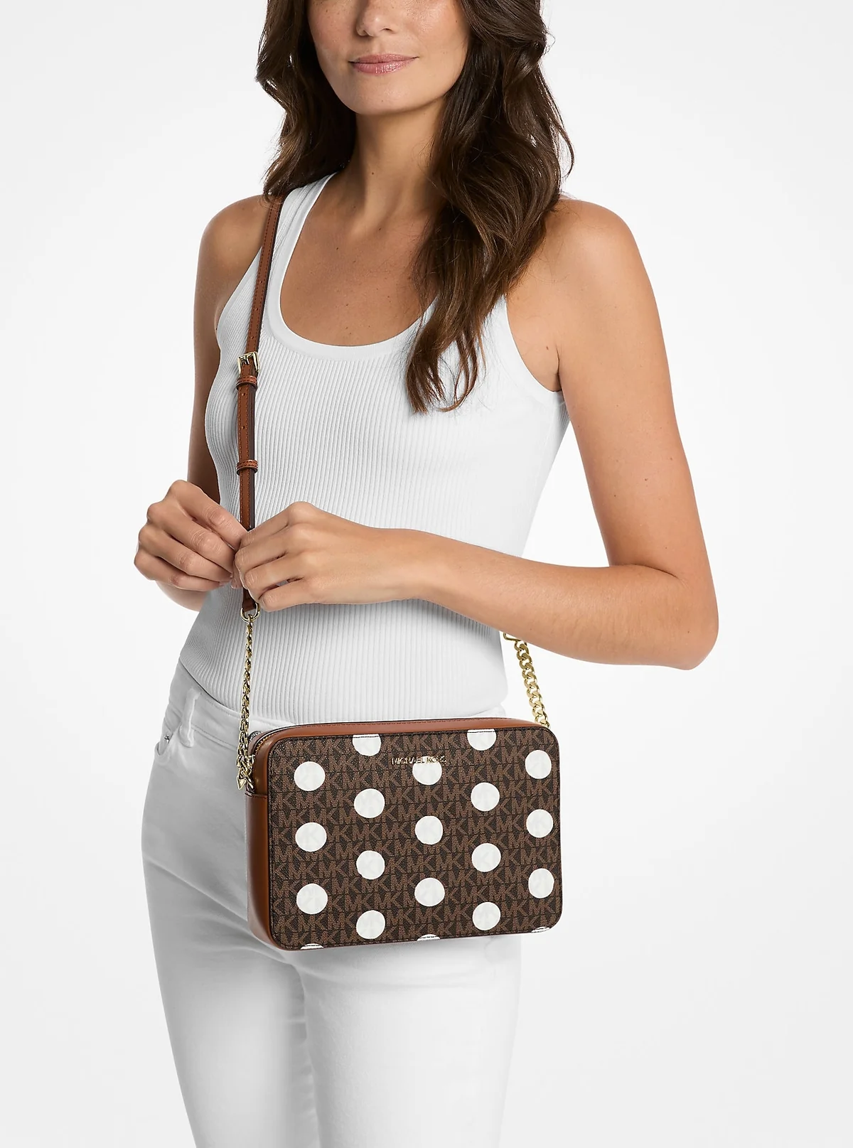 Жіноча сумка кросбоді JET SET ITEM Michael Kors з принтом 1159844074 Коричневий