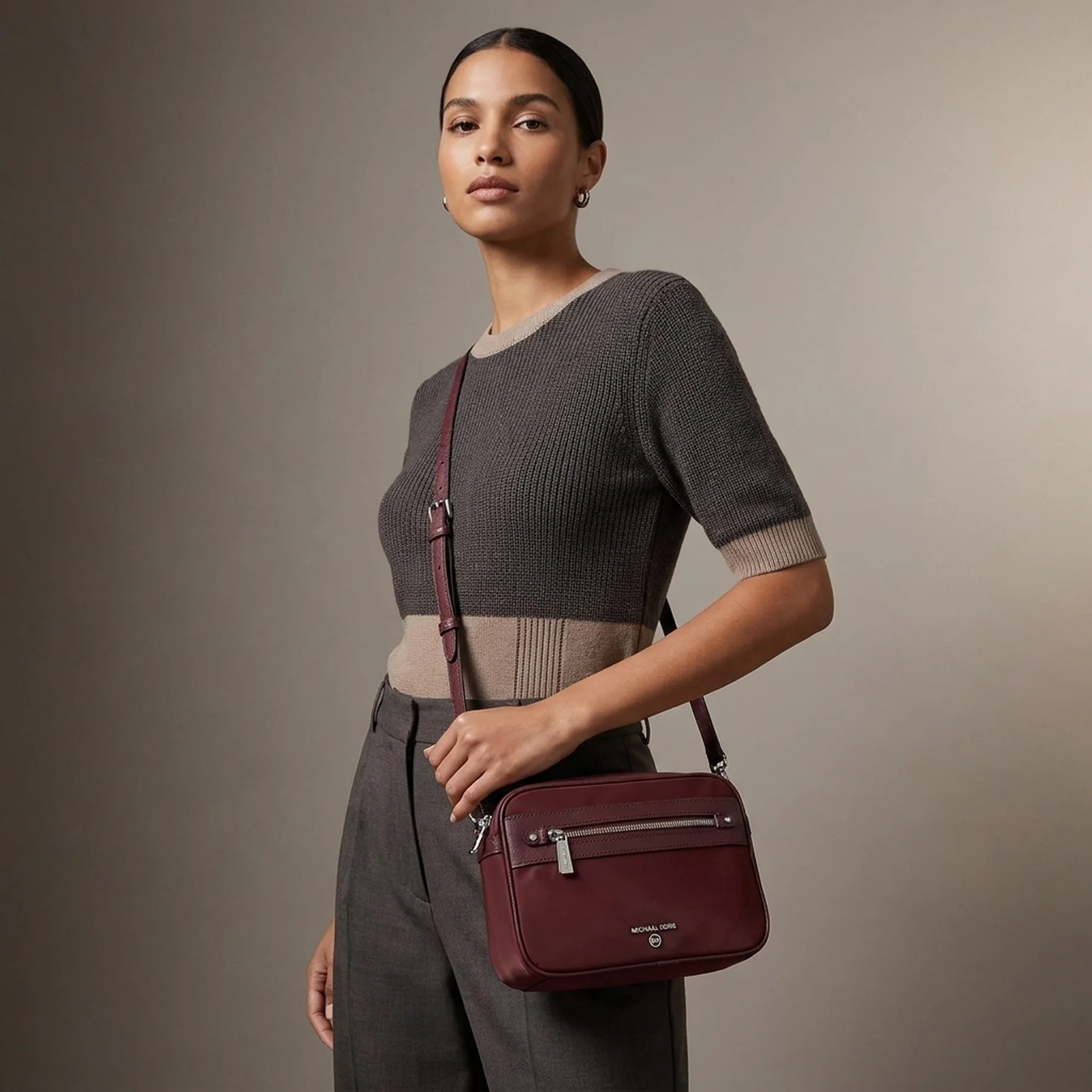Жіноча сумка кроссбоді Michael Kors на блискавці 1159772537 (Бордовий, One size)