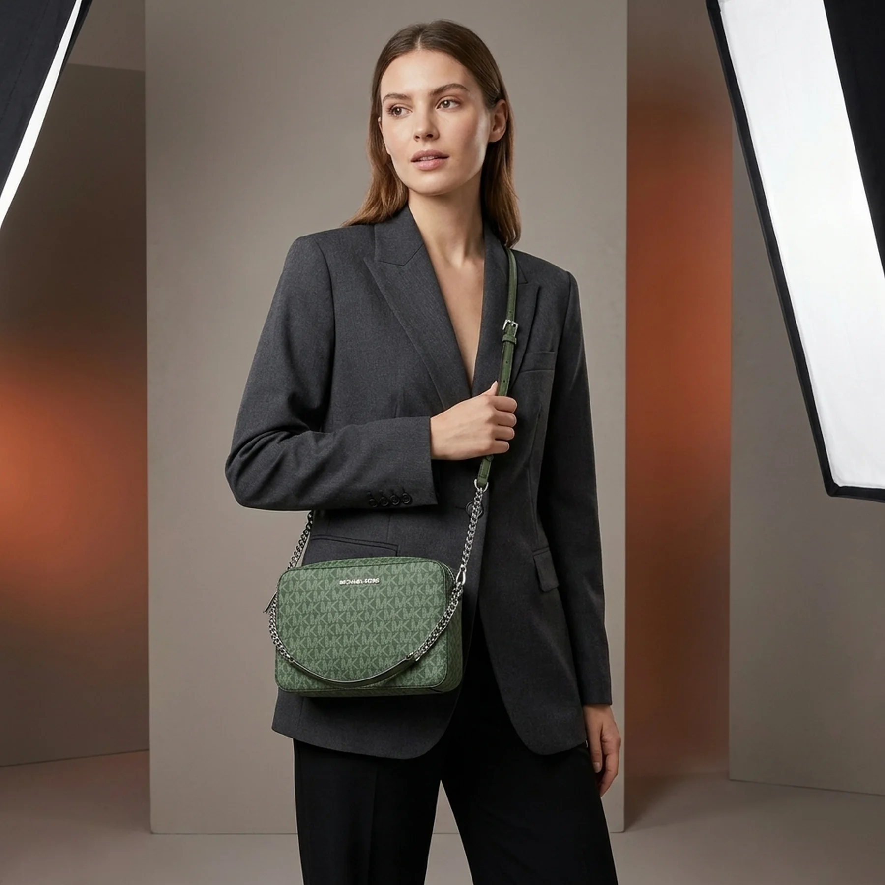 Жіноча сумка кроссбоді Michael Kors на блискавці 1159782376 (Зелений, One size)