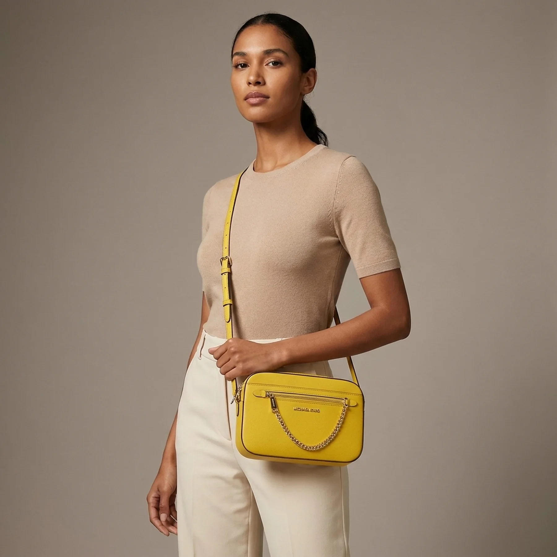Жіноча сумка кроссбоді Michael Kors із сап'янової шкіри 1159807940 (Жовтий, One size)