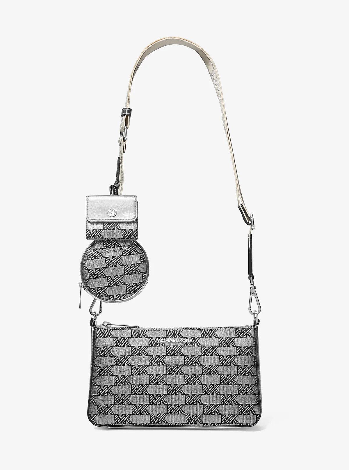 Жіноча сумка кроссбоді Michael Kors з гаманцем та сумочкою для навушників 1159821654 (Сріблястий One size)