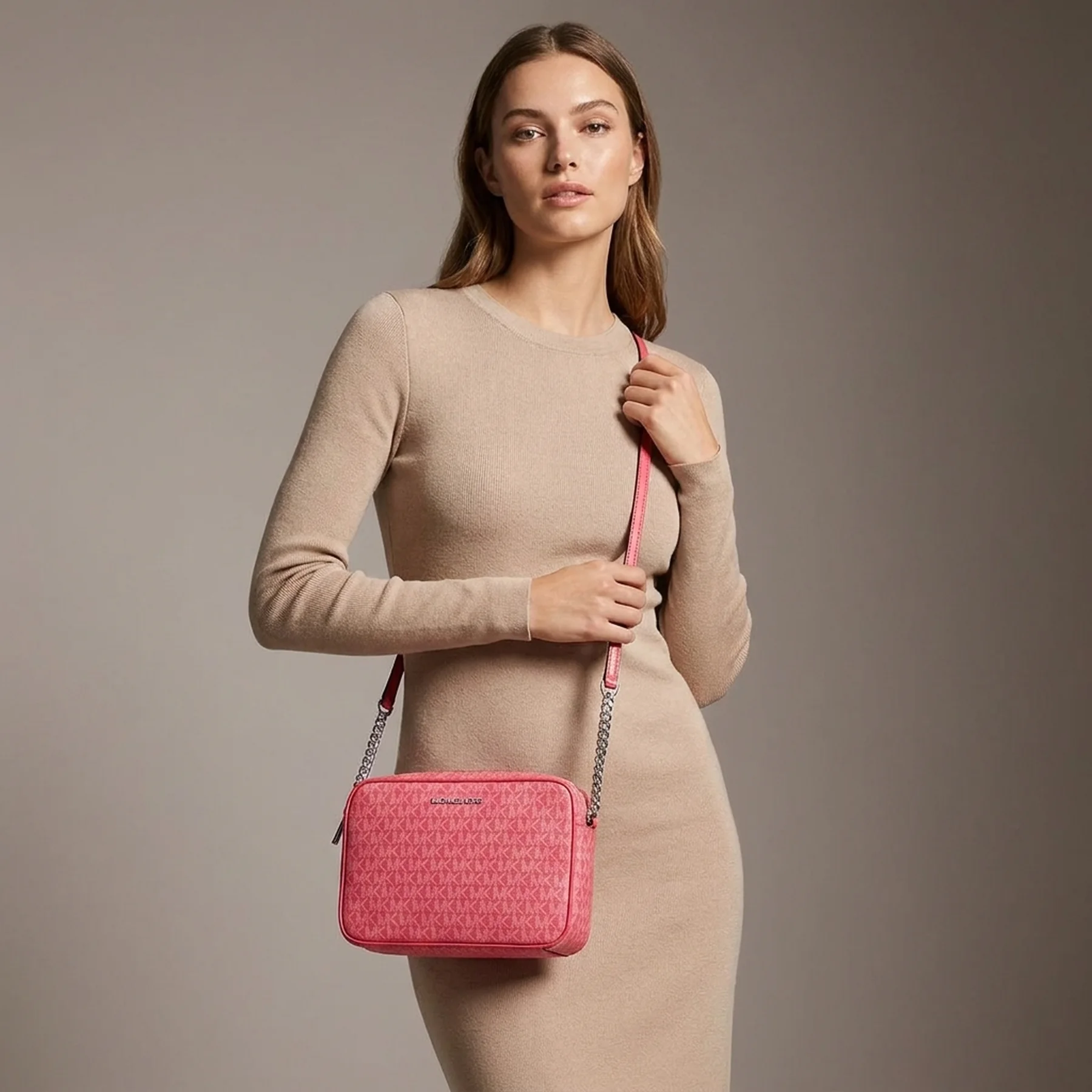 Жіноча сумка кроссбоді Michael Kors з принтом 1159807349 (Рожевий, One size)