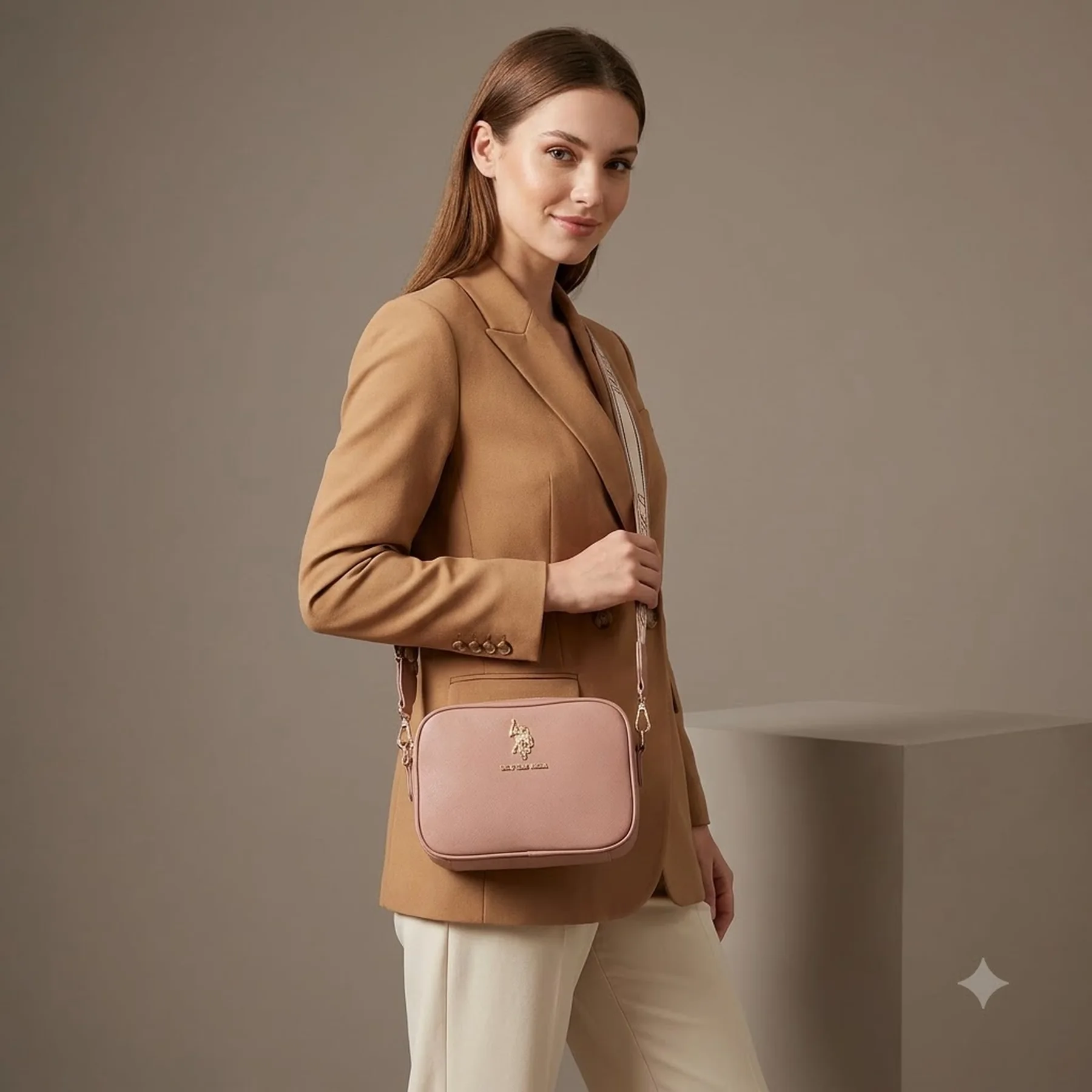 Жіноча сумка кроссбоді US Polo Assn з логотипом 1159815302 (Бежевий One size)