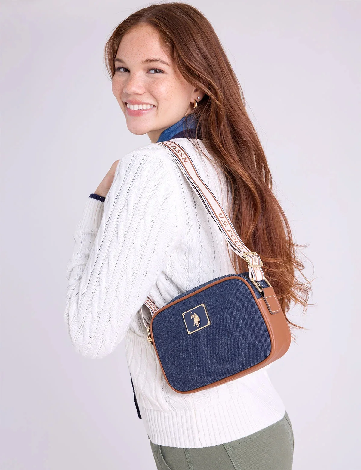 Жіноча сумка кроссбоді US Polo Assn з логотипом 1159849998 Синій/Коричневий