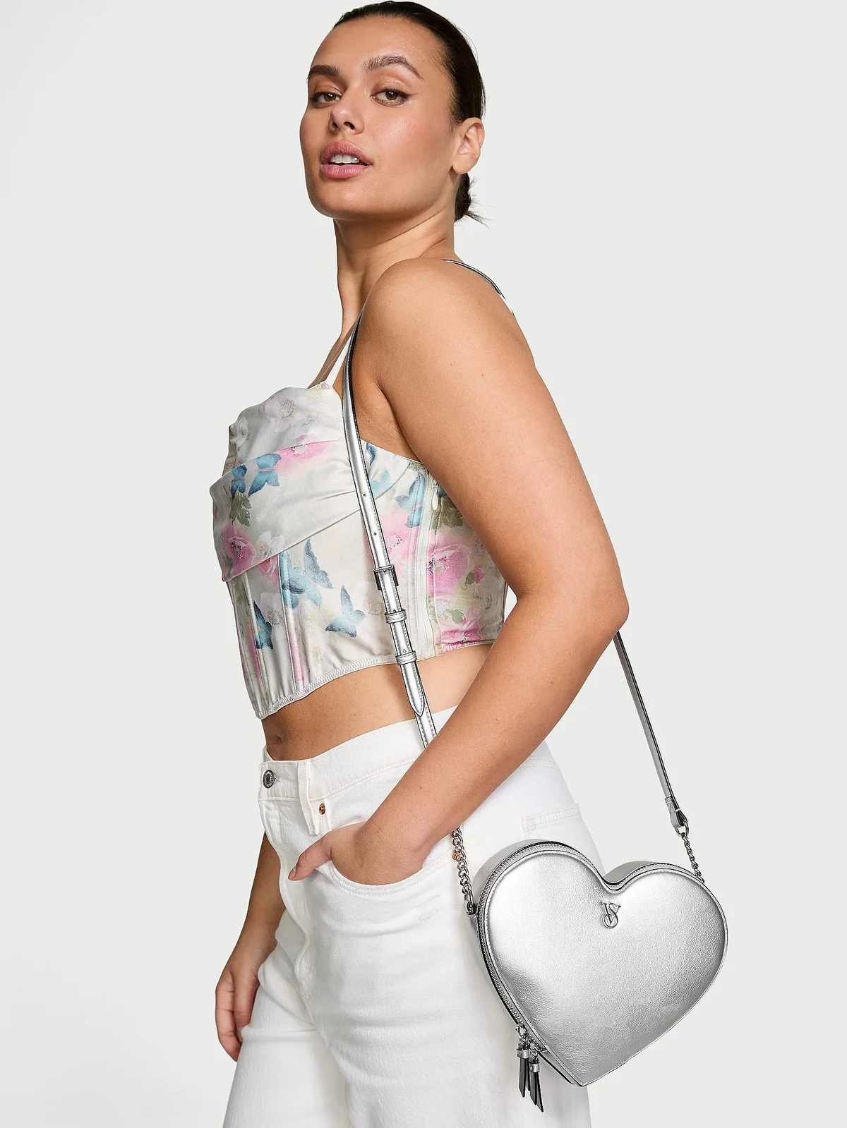 Жіноча сумка кроссбоді Victoria's Secret у формі серця 1159821055 (Сріблястий One size)