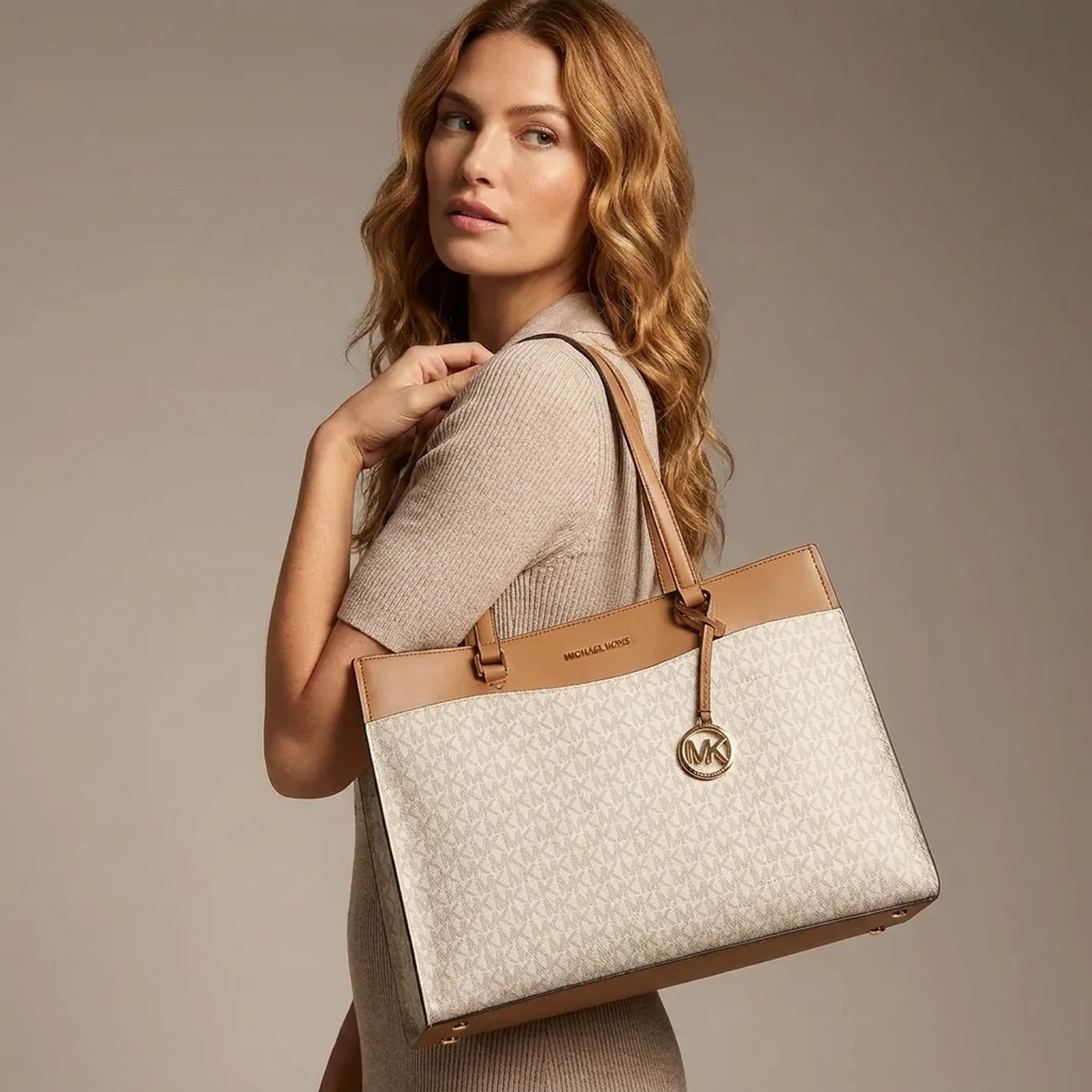 Жіноча сумка тоут Jet Set Michael Kors з принтом 1159854187 Молочний