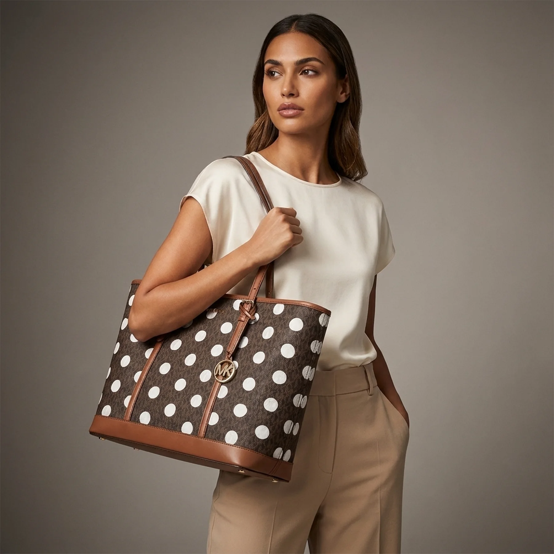 Жіноча сумка тоут Jet Set Travel Michael Kors з принтом 1159844519 Коричневий