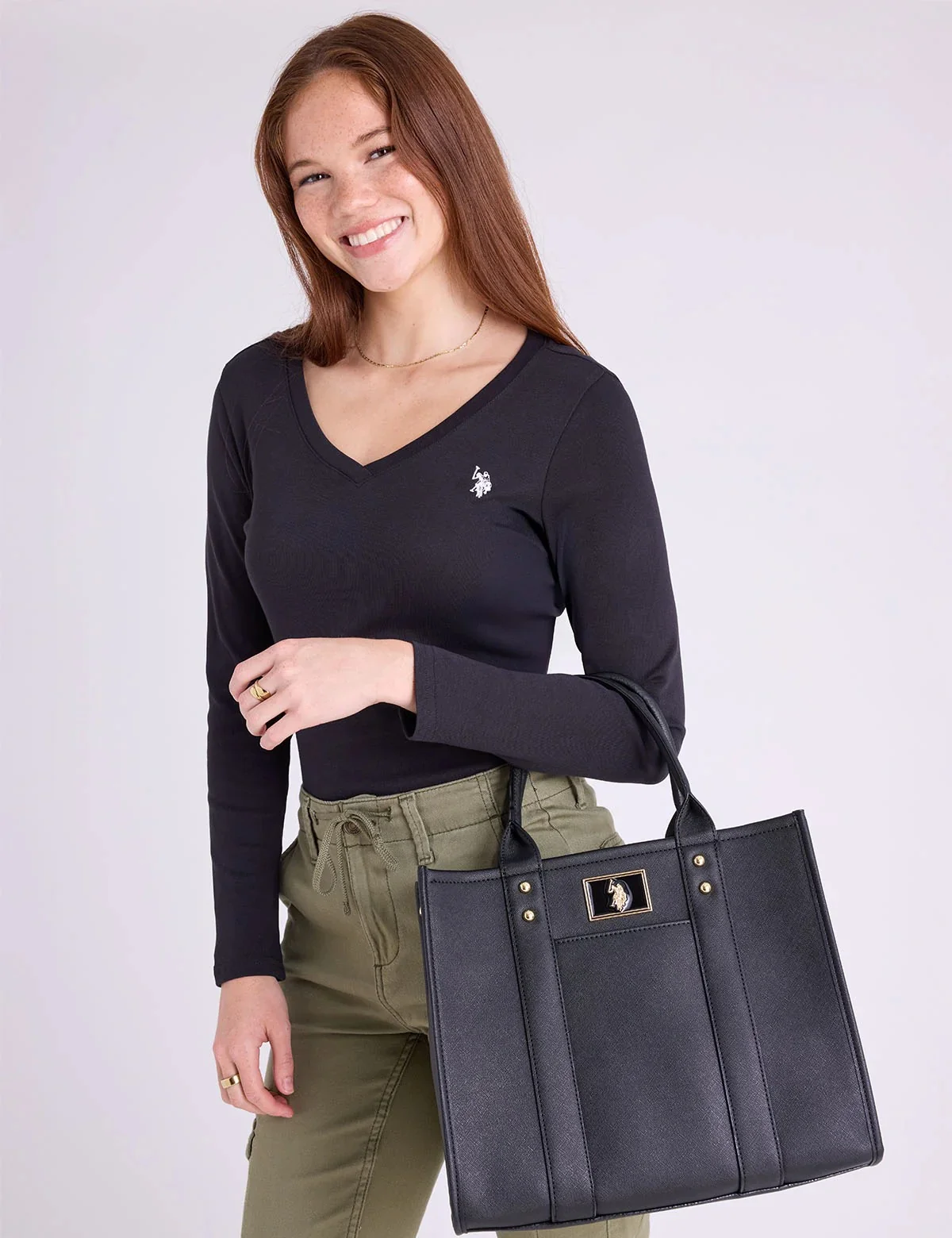 Жіноча сумка тоут US Polo Assn з довгим ремінцем 1159850006 Чорний