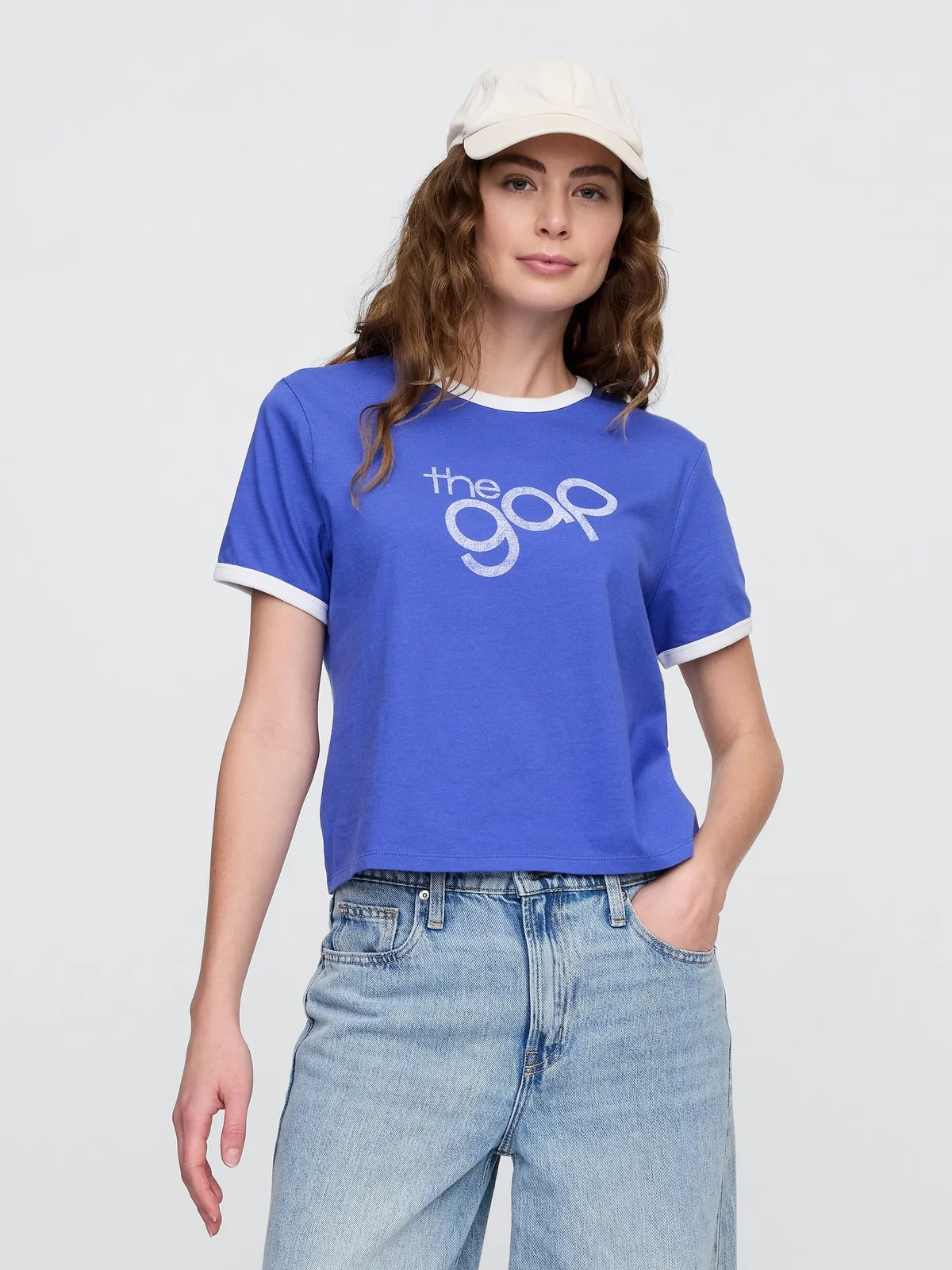 Жіноча укорочена футболка GAP з логотипом 1159839338