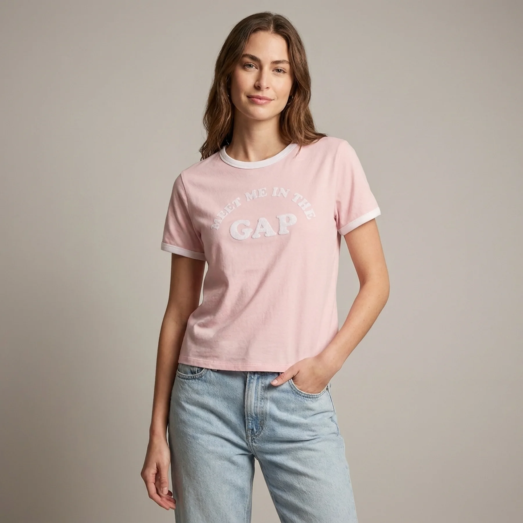 Жіноча укорочена футболка GAP з логотипом 1159839723 (рожевий M).