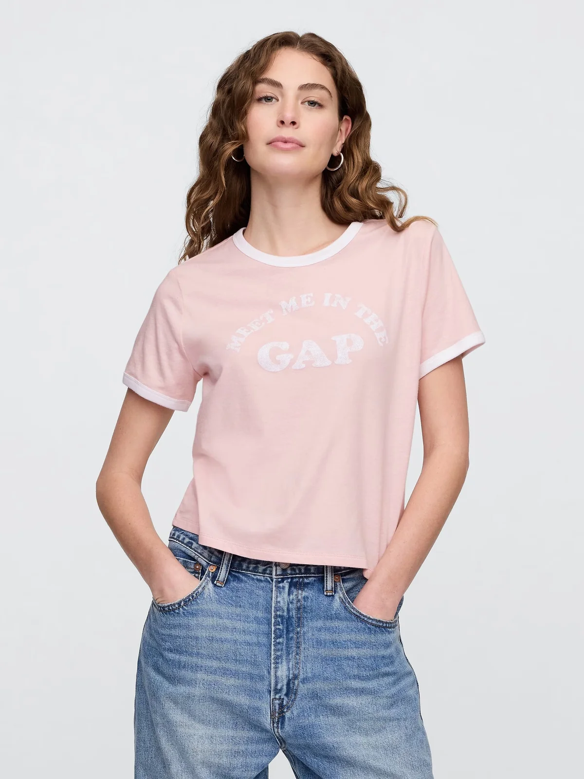 Жіноча укорочена футболка GAP з логотипом 1159839723 (рожевий M).
