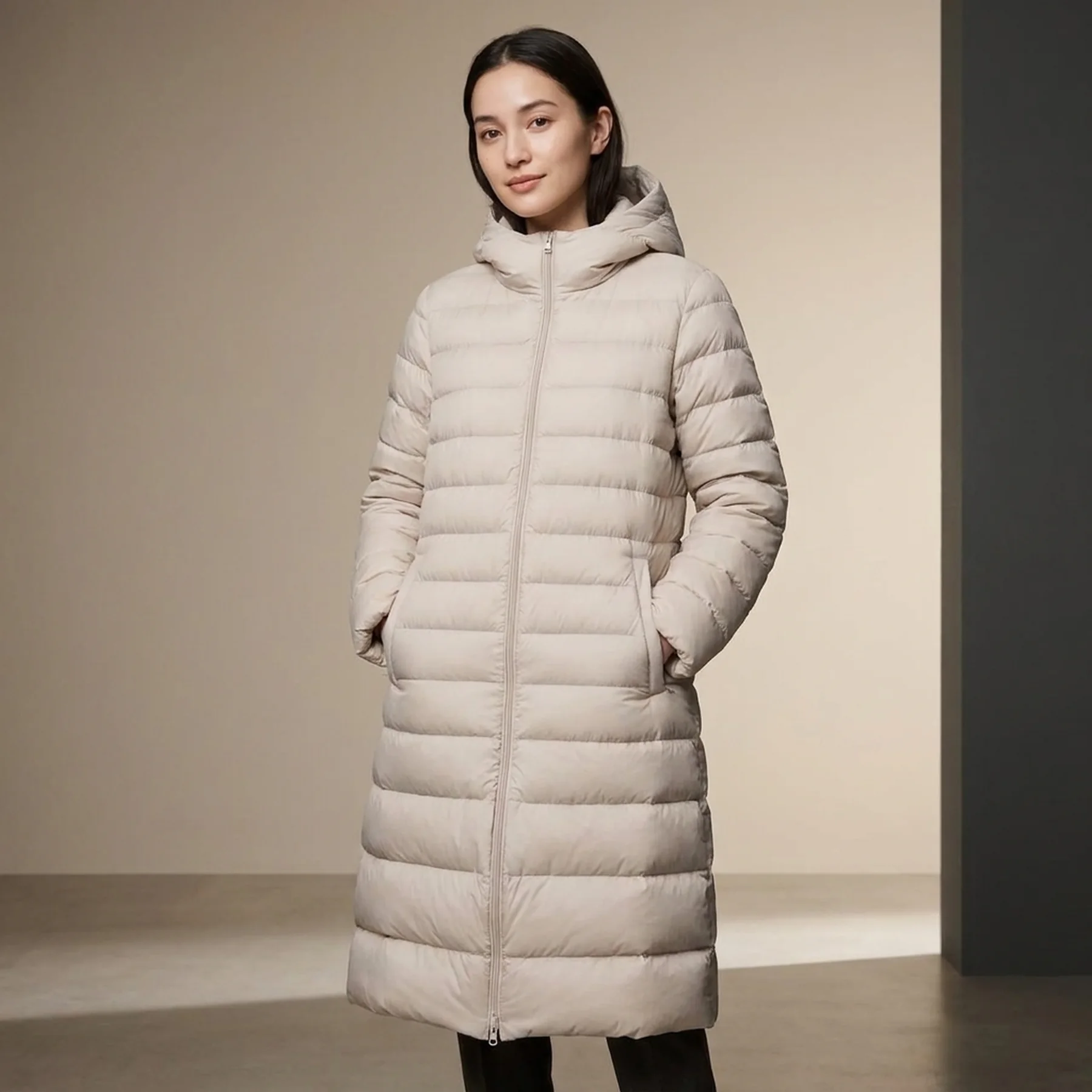 Жіноча ультралегка куртка UNIQLO на пуху довге пальто 1159811853