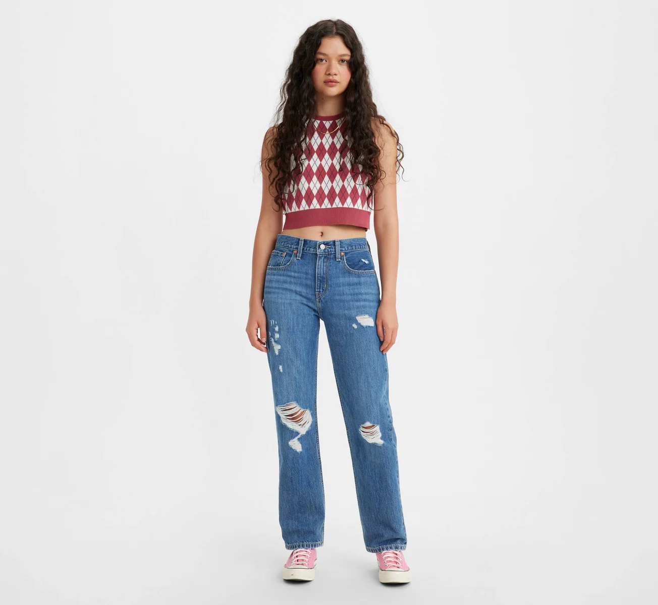 Жіночі джинси Low Pro Levi's із рваними деталями 1159817757 (Синій 28)