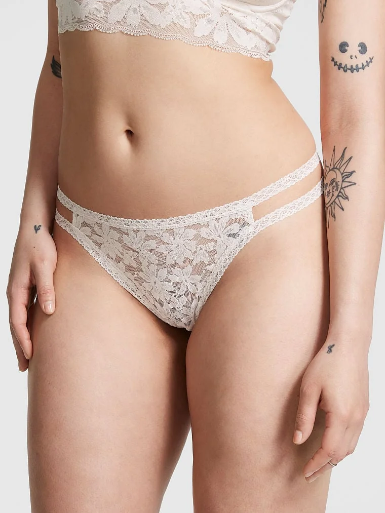 Жіночі мереживні трусики тонг Victoria's Secret Pink 1159816797 (Білий XL)