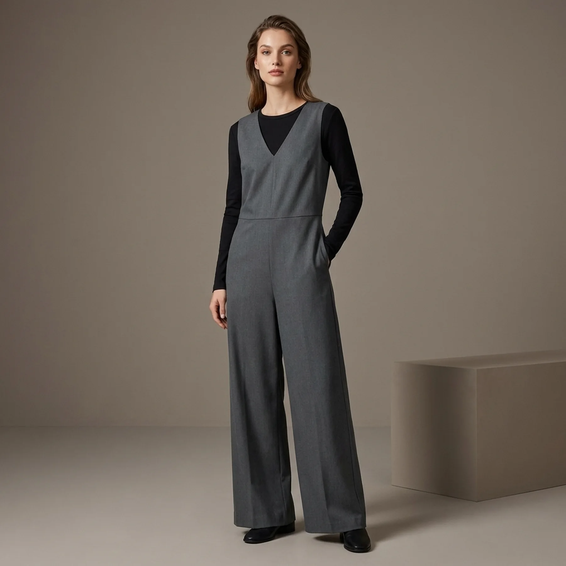 Жіночий комбінезон Uniqlo 1159833370 (Сірий M)