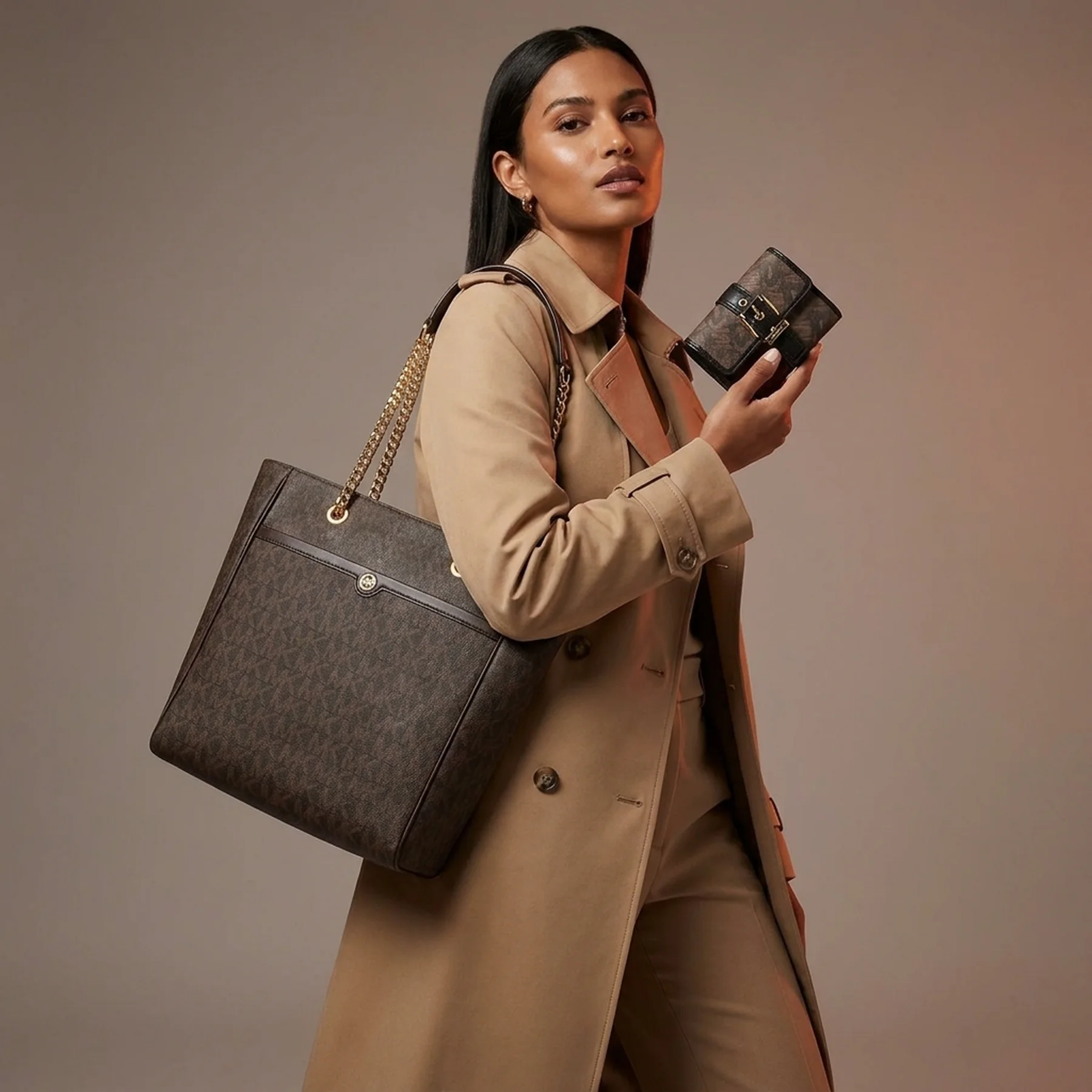 Жіночий комплект Blaire Michael Kors сумка тоут та гаманець 1159845167 Коричневий