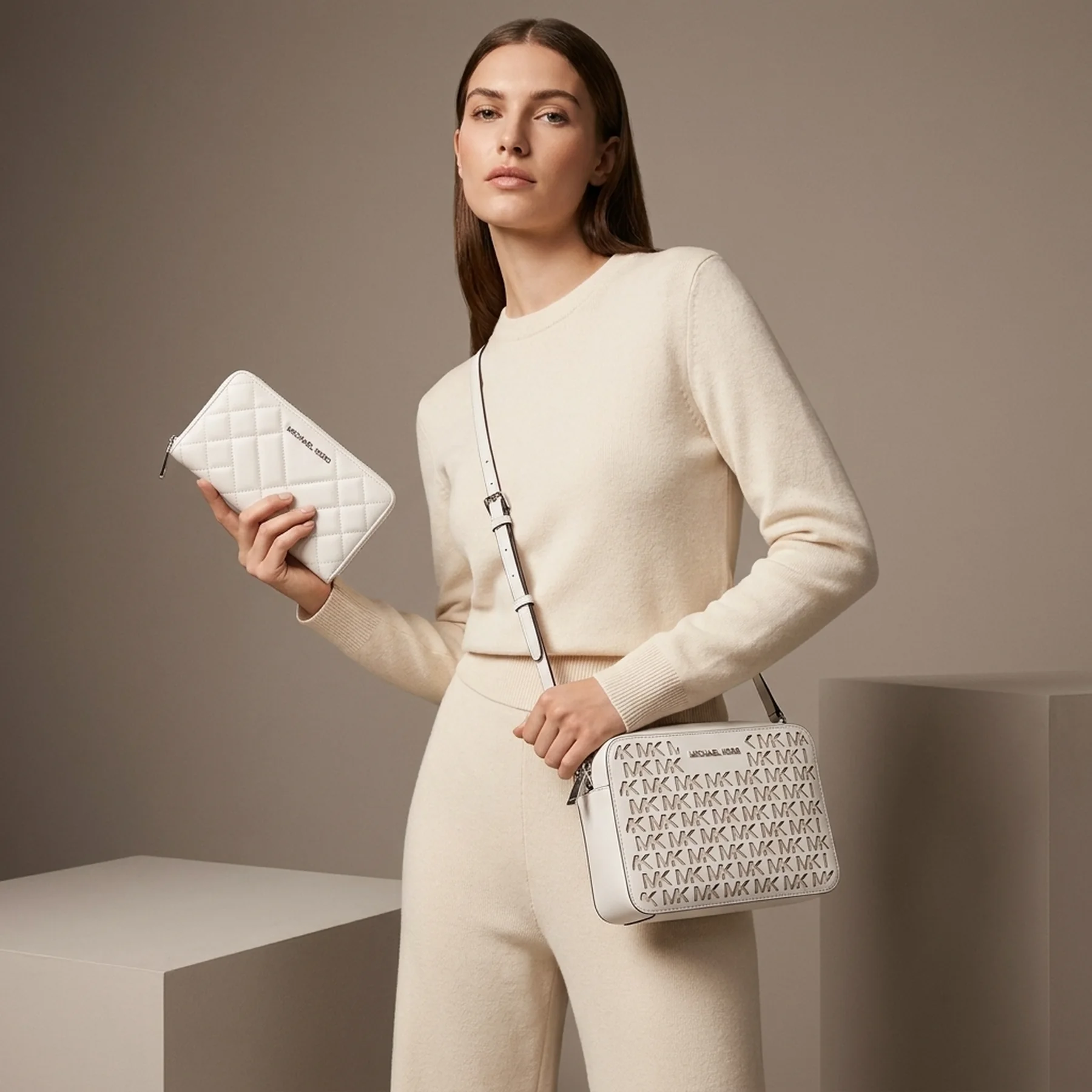 Жіночий комплект Jet Set Michael Kors сумка кроссбоді та гаманець 1159845177 Білий