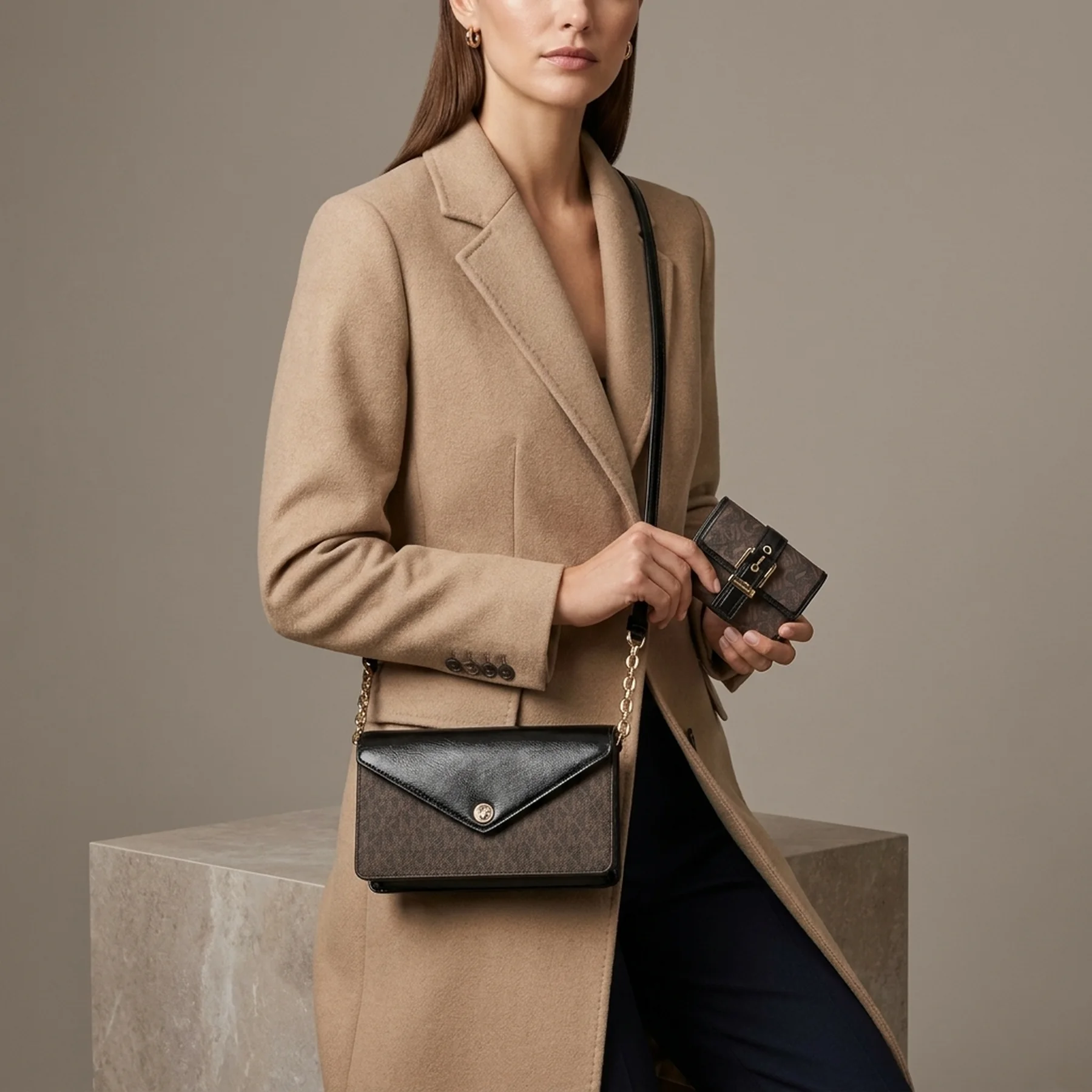 Жіночий комплект JET SET TRAVEL Michael Kors сумка кроссбоді та гаманець 1159845169 Коричневий