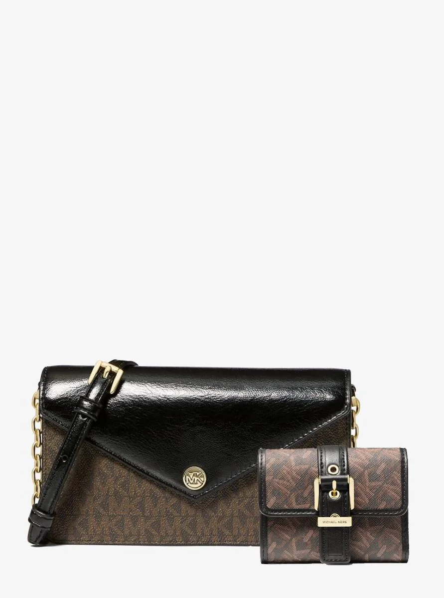 Жіночий комплект JET SET TRAVEL Michael Kors сумка кроссбоді та гаманець 1159845169 Коричневий