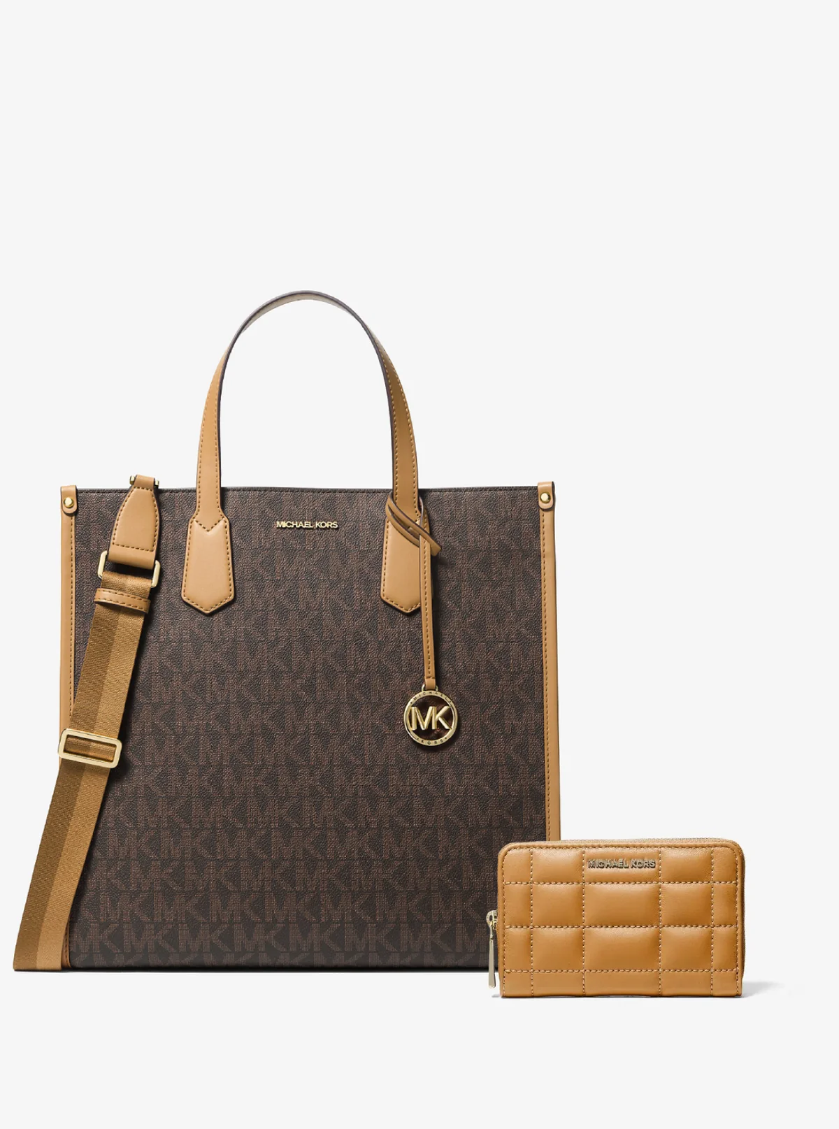 Жіночий комплект Michael Kors сумка тоут та шкіряний гаманець 1159845165 Коричневий